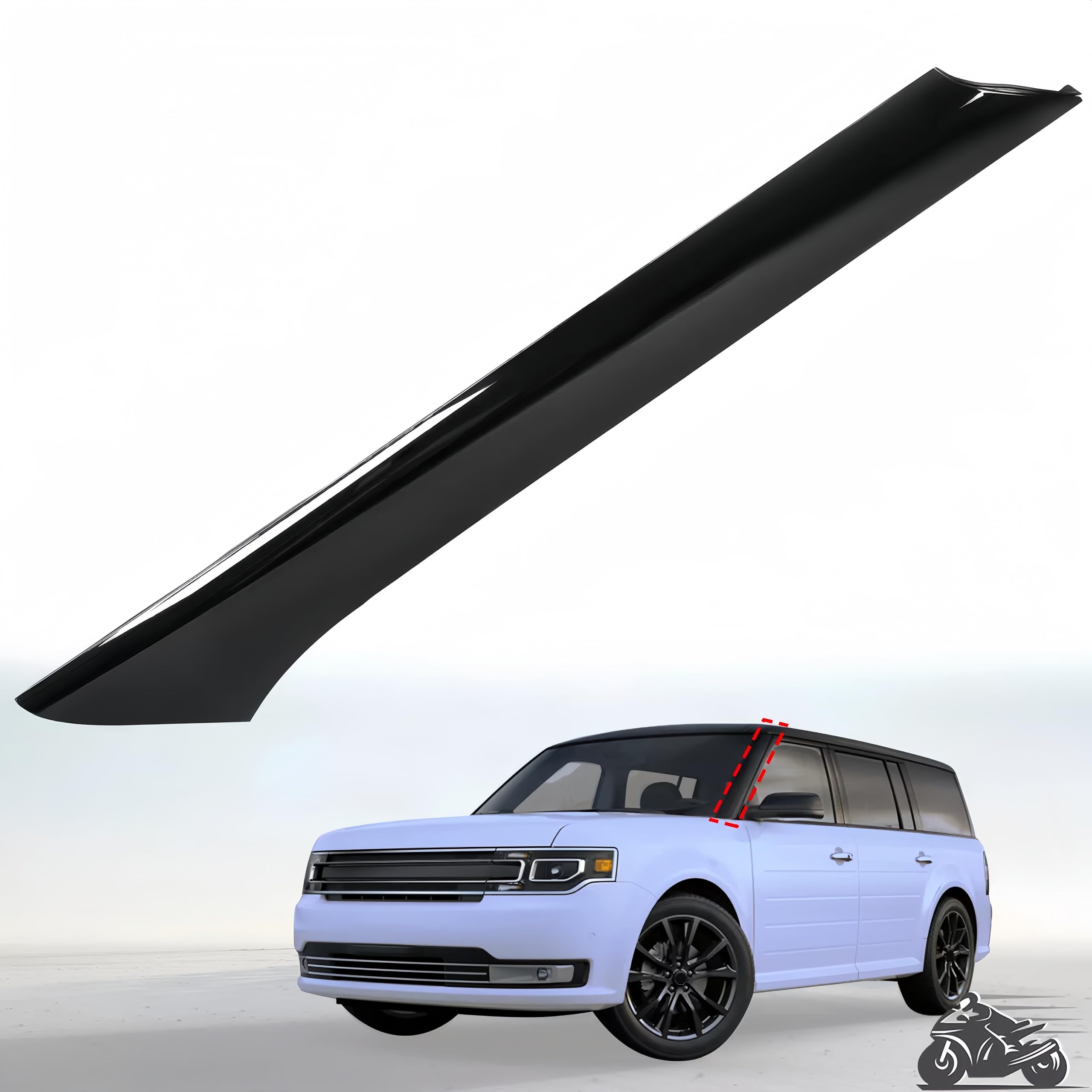 Windshield A-Pillar Molding Trim Panel Kit Compatible with 2009-2019 Ford Flex, Left Driver Side Replaces BA8Z-7403145-AA