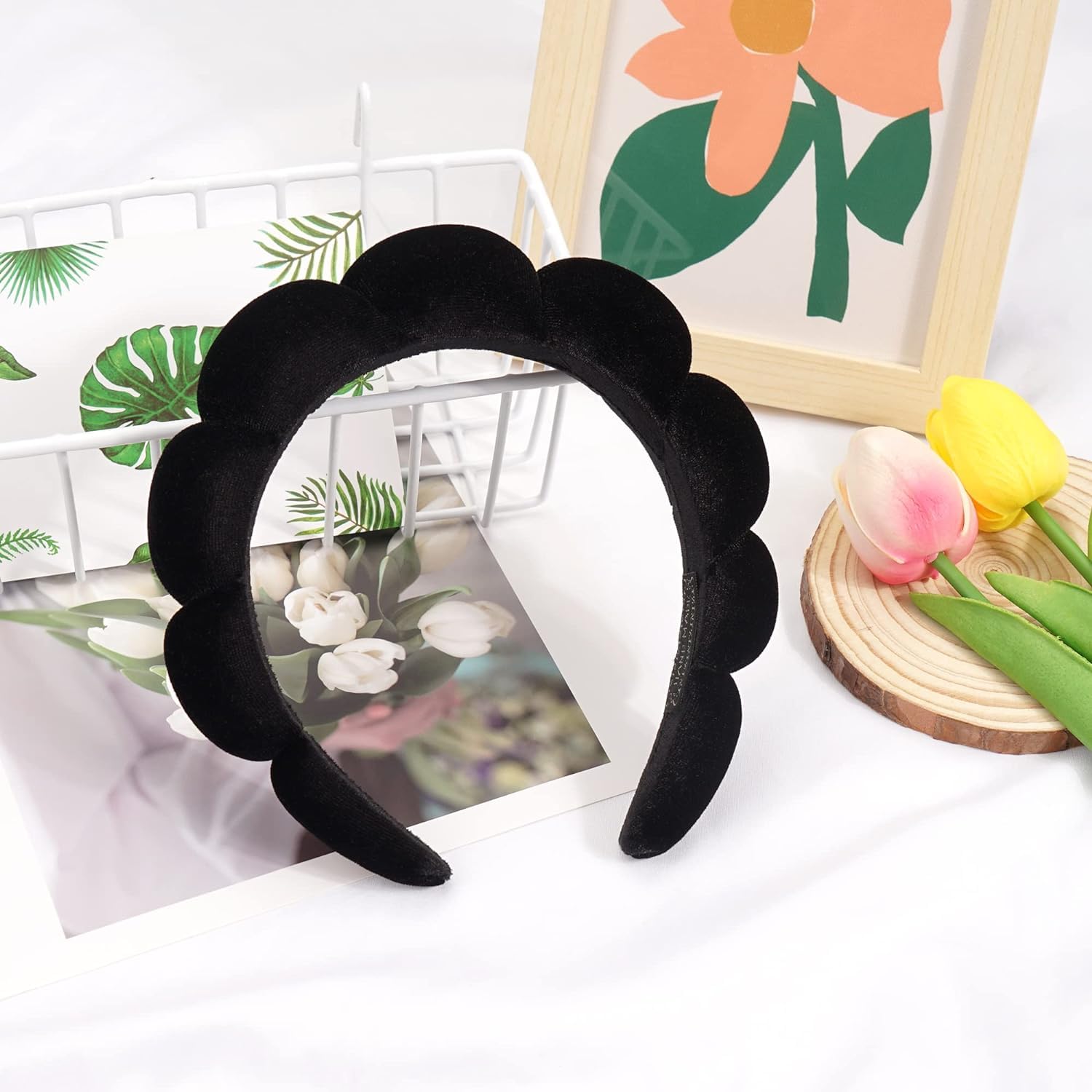 DRESHOW Spa Headband for Women Sponge Headband for Washing Face Clouds Soft Terry Cloth Makeup Skincare Headbands - Image 3