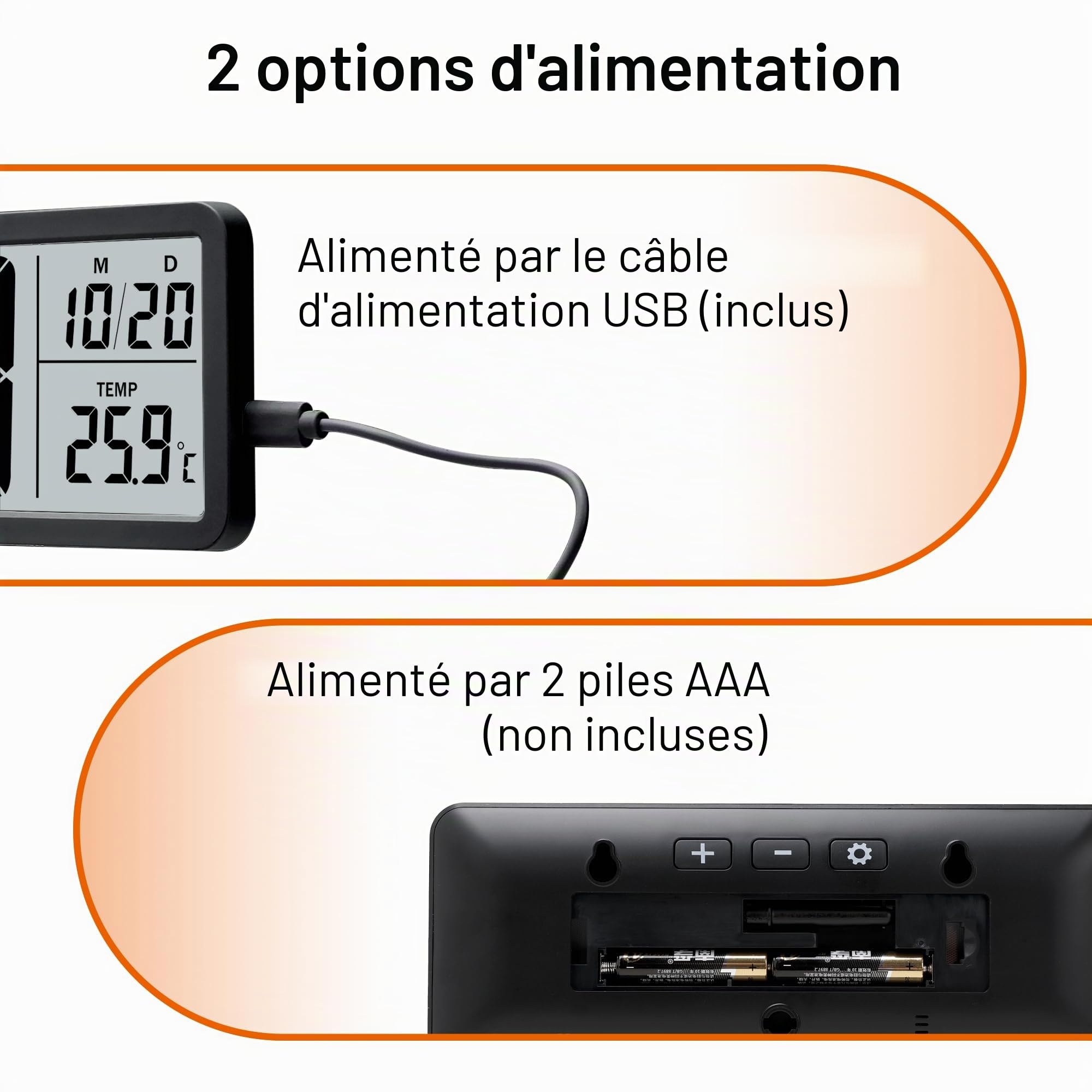 Lafocuse Horloge Murale Numérique 8.5" LCD Grande Chiffre avec Température Date 12/24H Noir