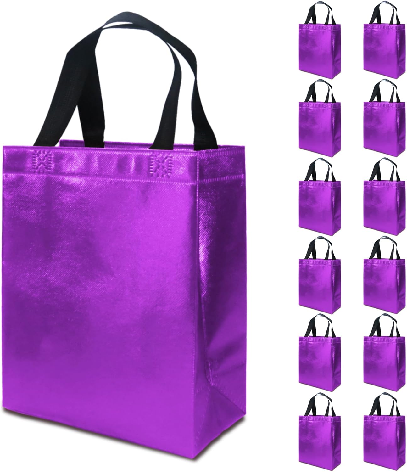 FONXHEE 12 Pack Purple Gift Bags with Tissues, Medium