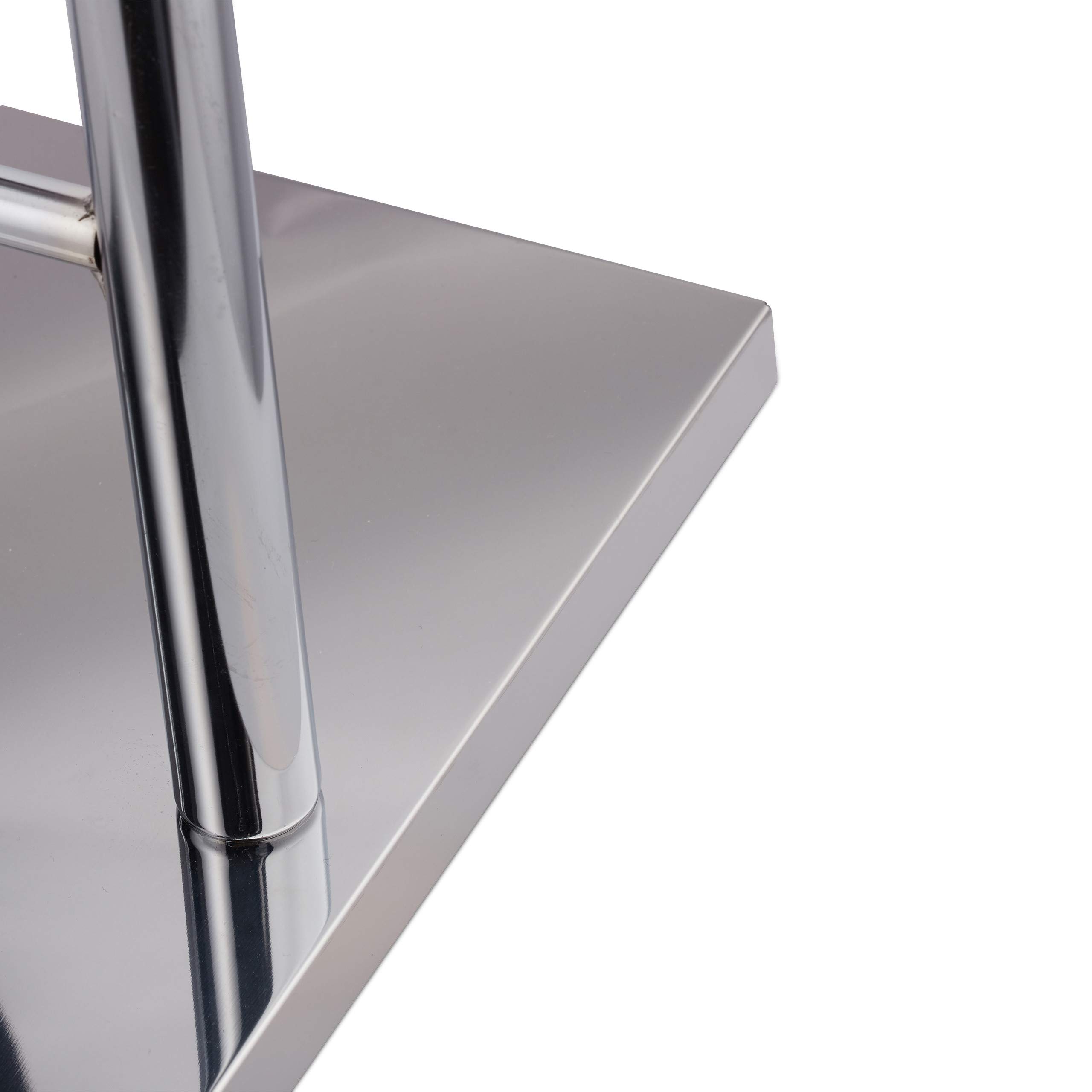 Relaxdays 10024586 Valet de chambre chrome, chevalet, portant habits, de nuit, porte-vêtements, HlP 106x49x20 cm, argent, acier, plastique, 106 x 49 x 20 cm