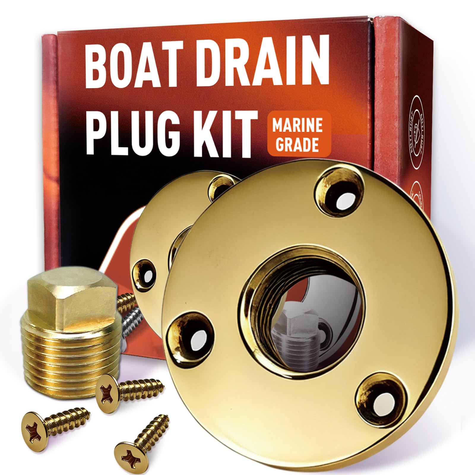 HAPDEN Solid Brass Boat Drain Plug Kit