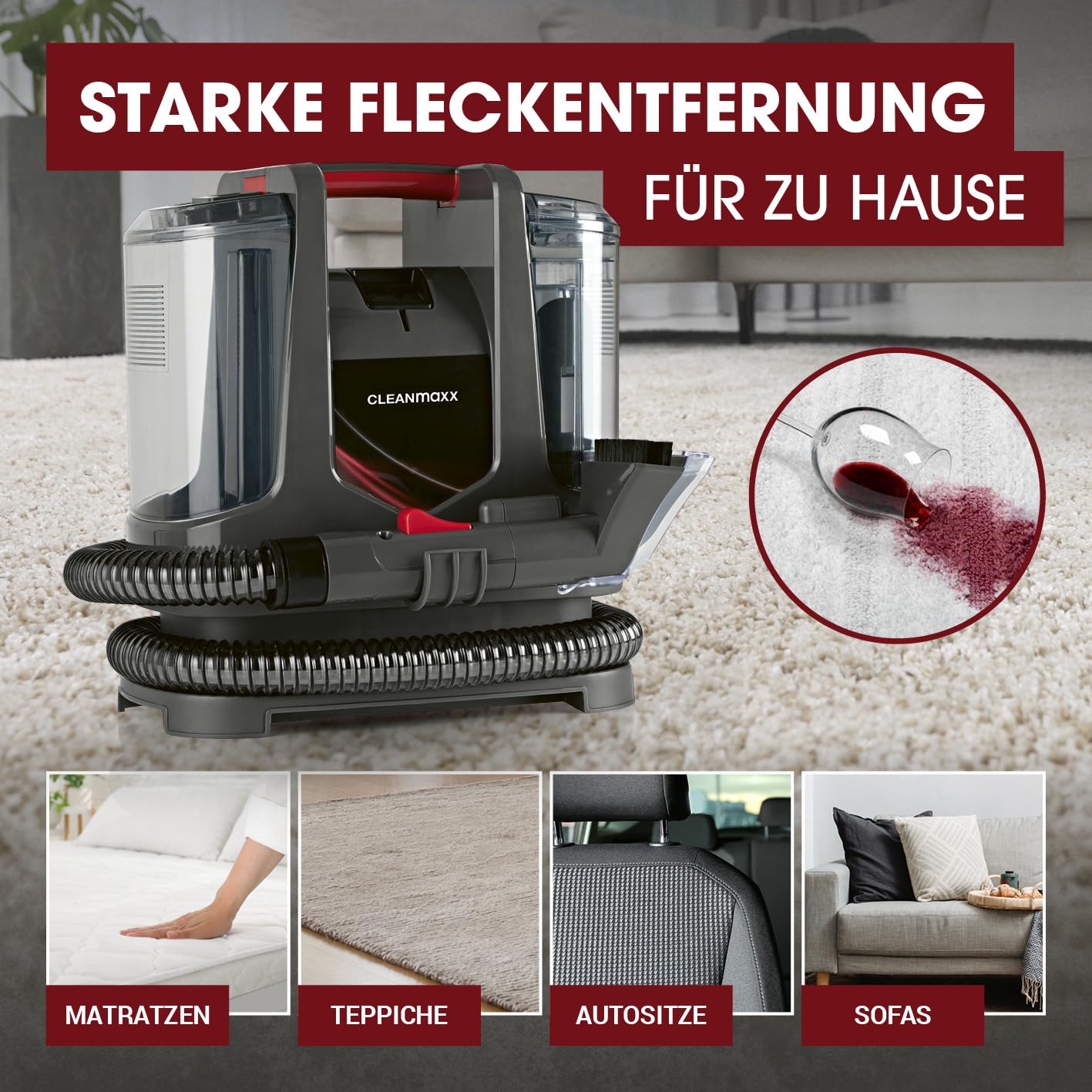 CLEANmaxx Kompakt Plus Polsterreiniger Gerät 400W – Bild 3