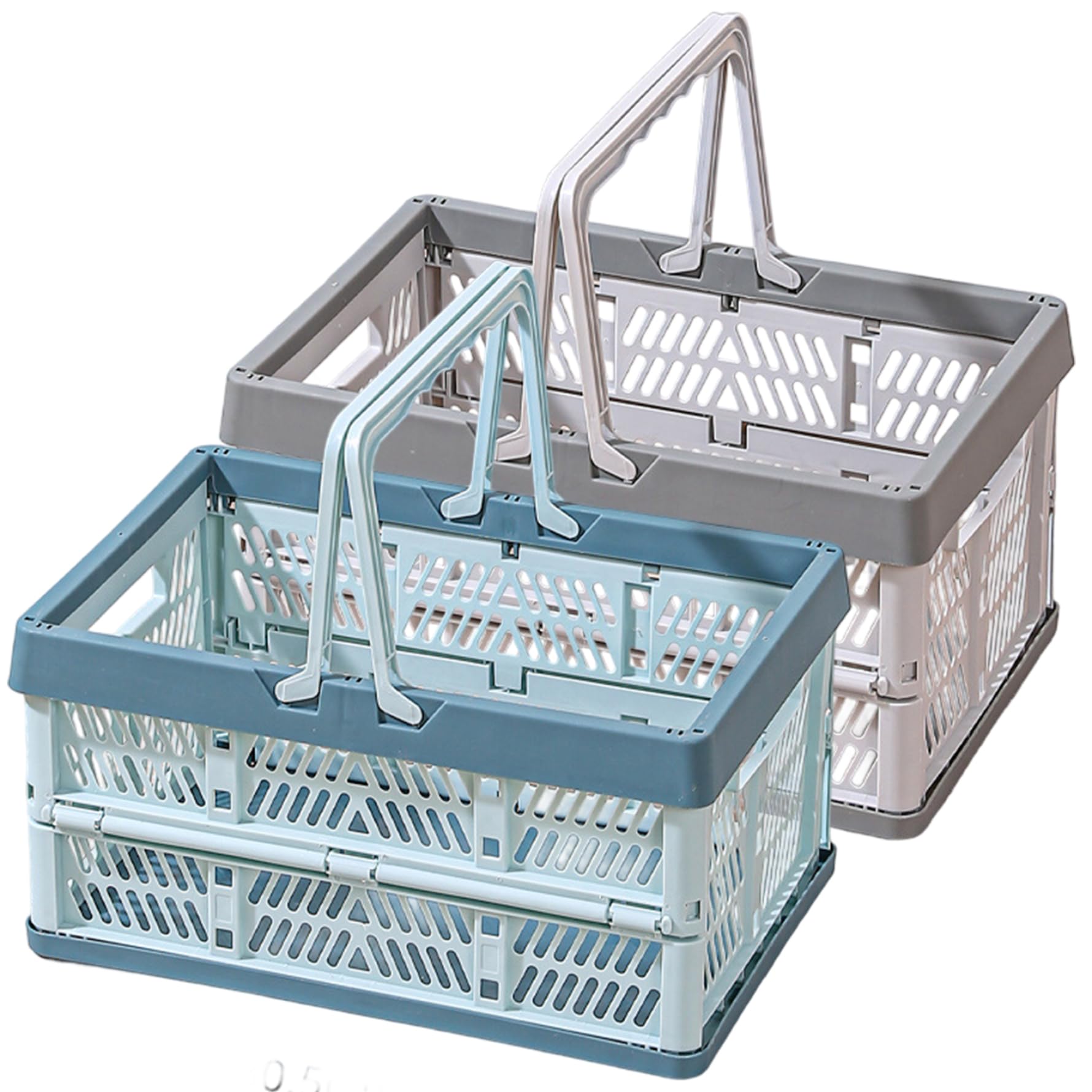 Collapsible Shopping Basket, 2Pcs Foldable PP Crate with Handles for Kitchen/ 12x8x6.5 Inch