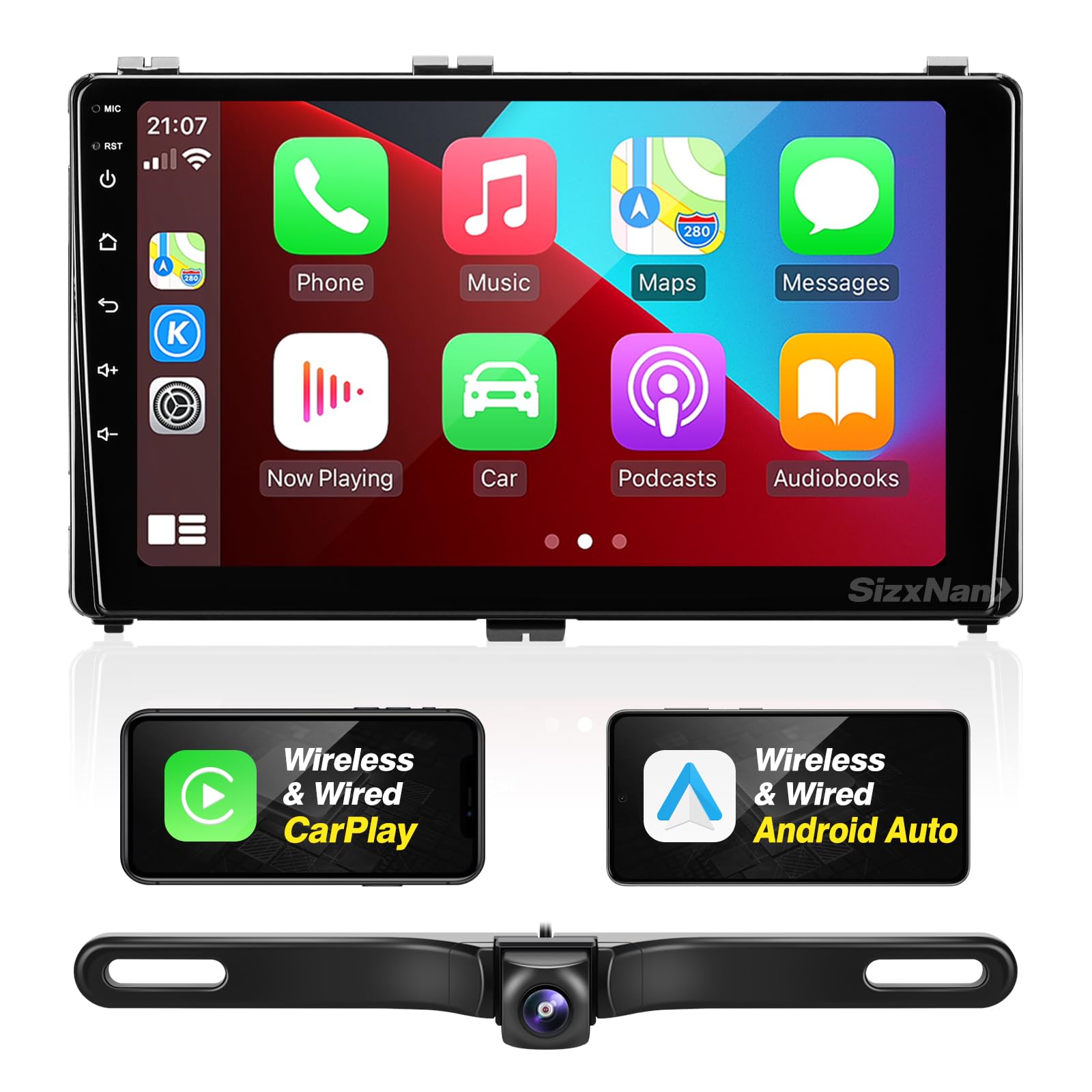 SizxNanv Android Radio Upgrade for Toyota Corolla 2017 2018 2019 TouchScreen Compatible with Wireless Carplay Android Auto,Car Stereo Bluetooth Navigation GPS WIFI FM/AM Backup Camera 8 croe Head Unit