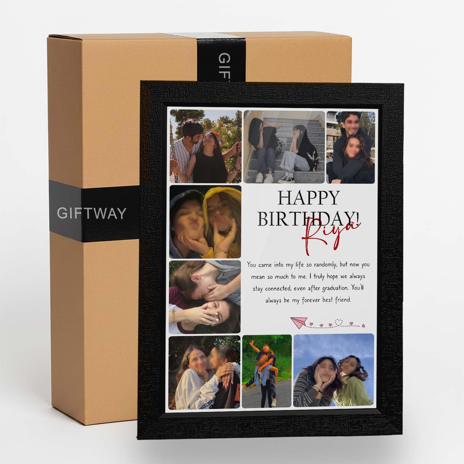 Giftway BFF Birthday Collage with Message | Personalised MDF Photo Frame | Birthday Gift for Husband, Best Friend, Mother, Sister | Unique Gifts for Men, Women - 9.613.1 Inch_Black-image-10
