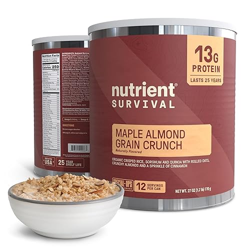 Cereal alto en proteínas, grano de almendra de arce crujiente (12 porciones), suministros preparadores liofilizados y suministro de alimentos de