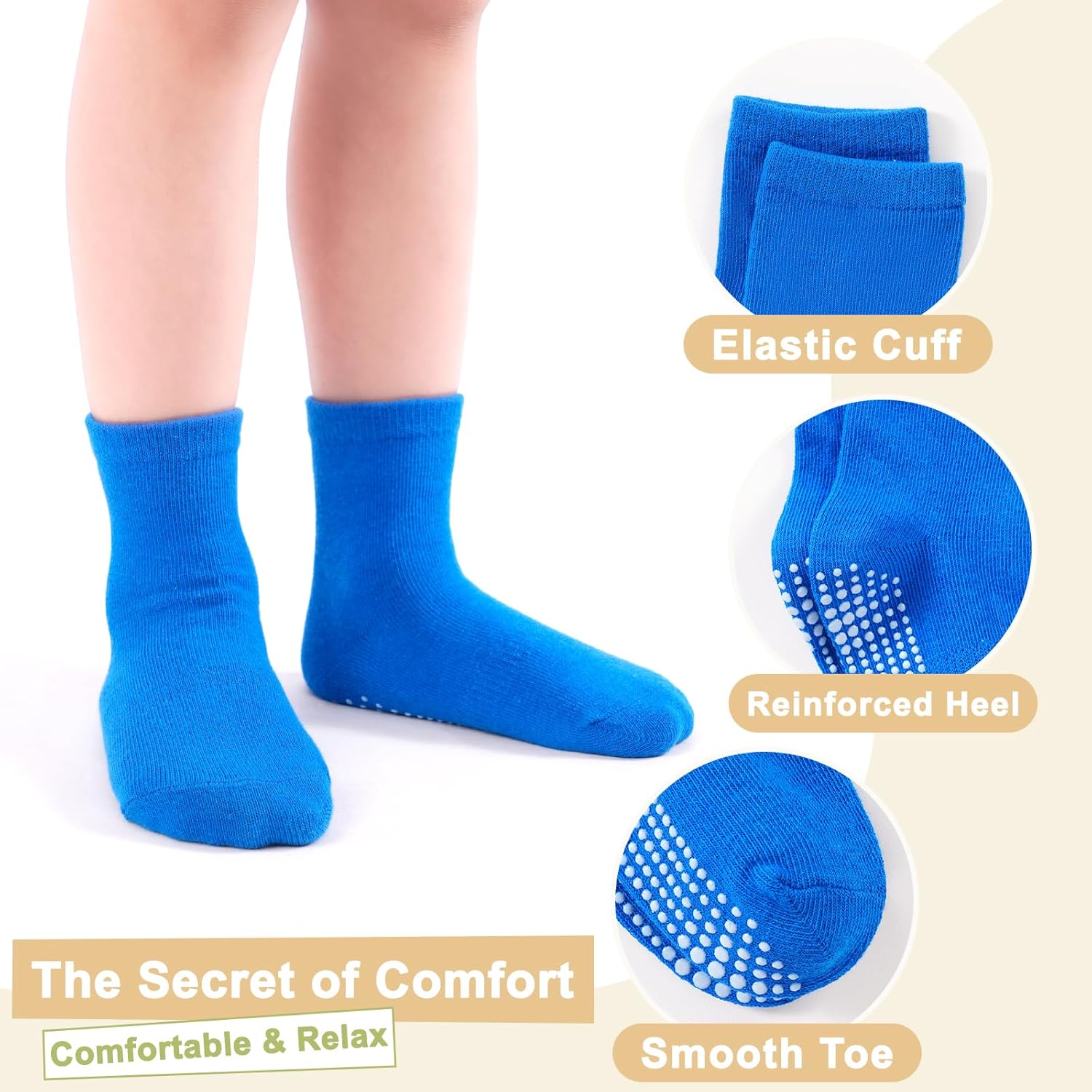 HYCLES Non-Slip Toddler Socks, Girl Grip Socks for 1-10 Years Kids Girls Boys Toddler Sock with Grippers - Image 4