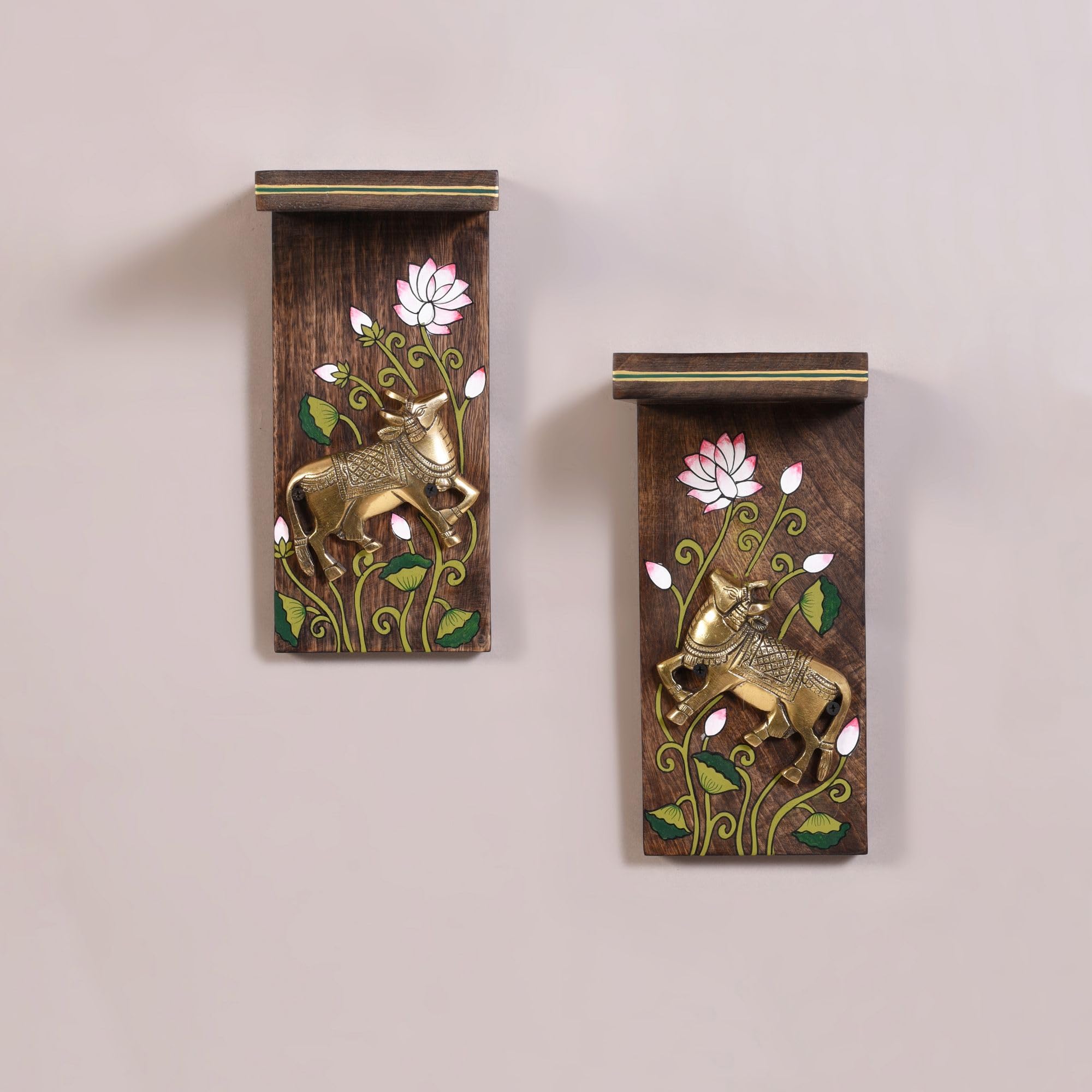 aakriti art creations handcrafted mango wood wall sculptures for home decor | brown wooden wall hanging decor items | living room decoration | indian handicraft art | housewarming gift