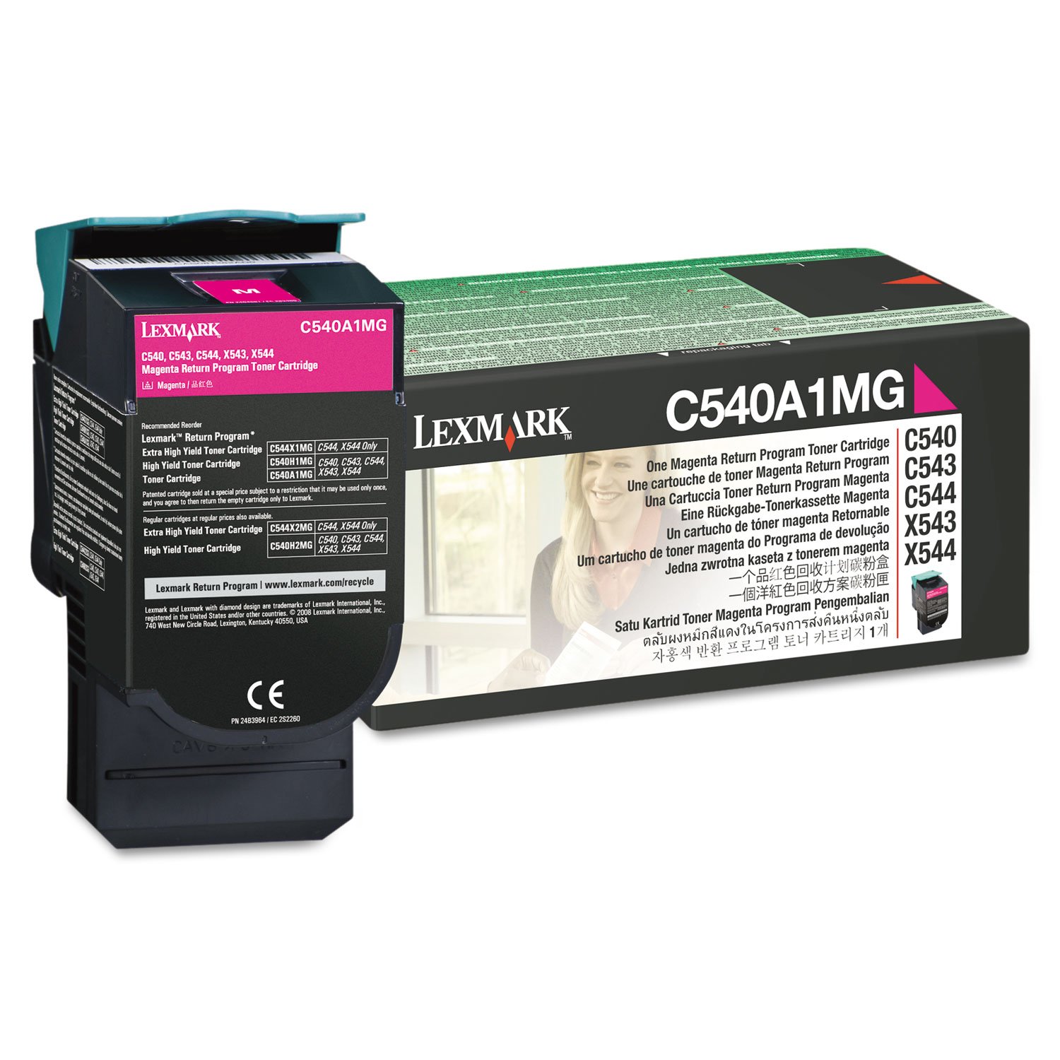 Original Lexmark C540A1MG 1000 Yield Magenta Toner Cartridge - Retail