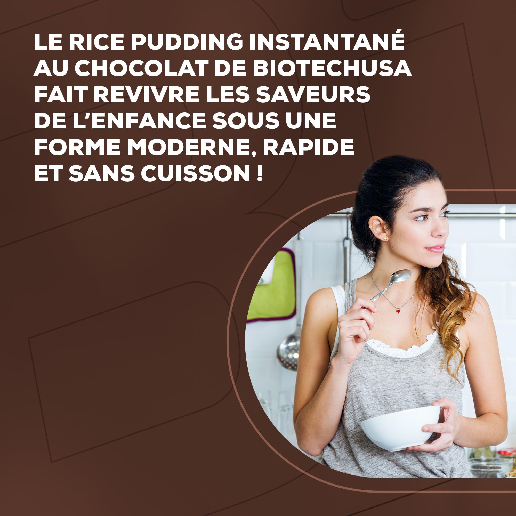 BioTechUSA Rice Pudding | Poudre de riz instantané | Avec pépites de chocolat râpées | Faible teneur en sucre | Sans gluten, 1000 g, Chocolat au lait