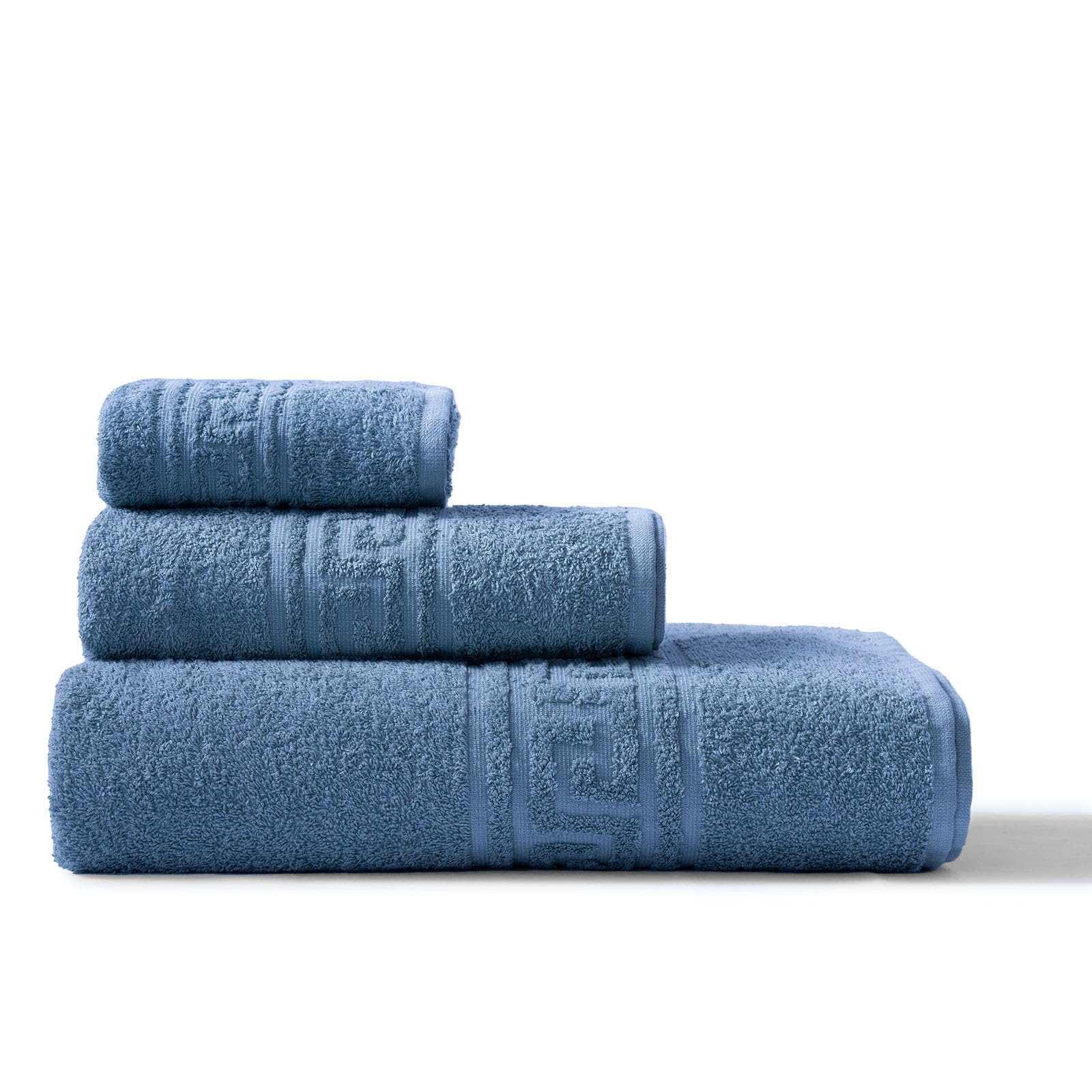 runico Set Asciugamano Da 3 Pezzi Blu in 100% Cotone- Set di Asciugamani per Bagno-Morbidi ed Altamente Assorbenti- Made in Italia