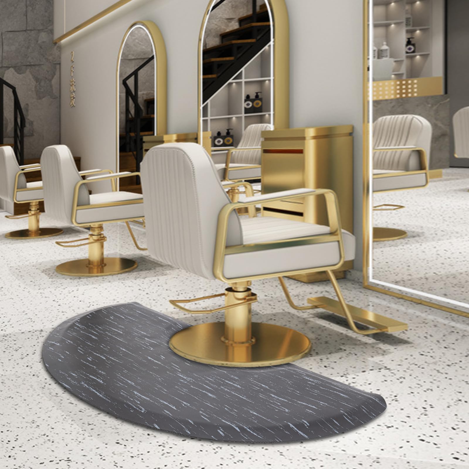Tapis de sol de salon anti-fatigue Barber Shop Tapis de chaise, 3 x 5 m Tapis de salon semi-circulaire, pour coiffeurs, bureau confortable