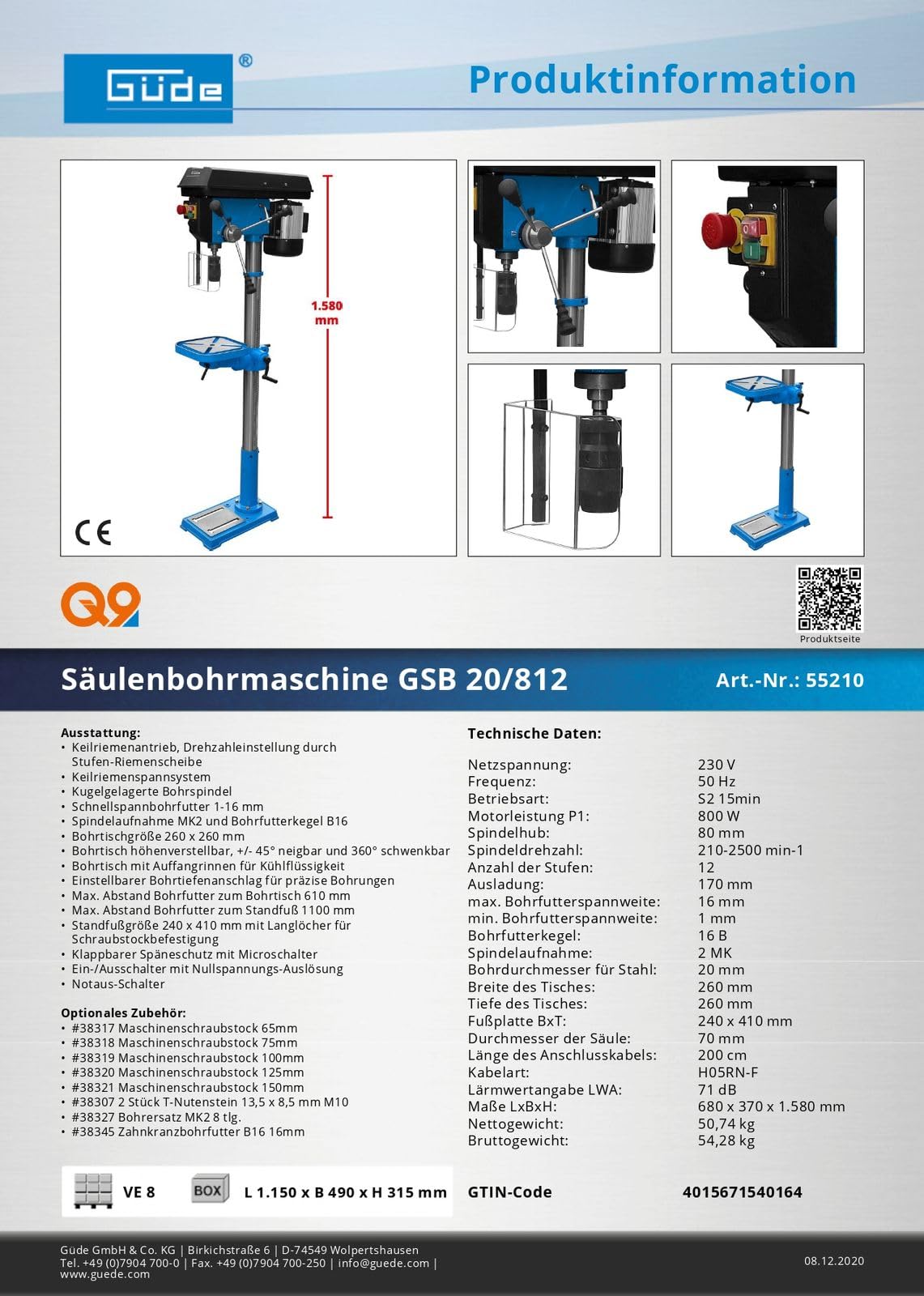 SÄULENBOHRMASCHINE GSB 20/812