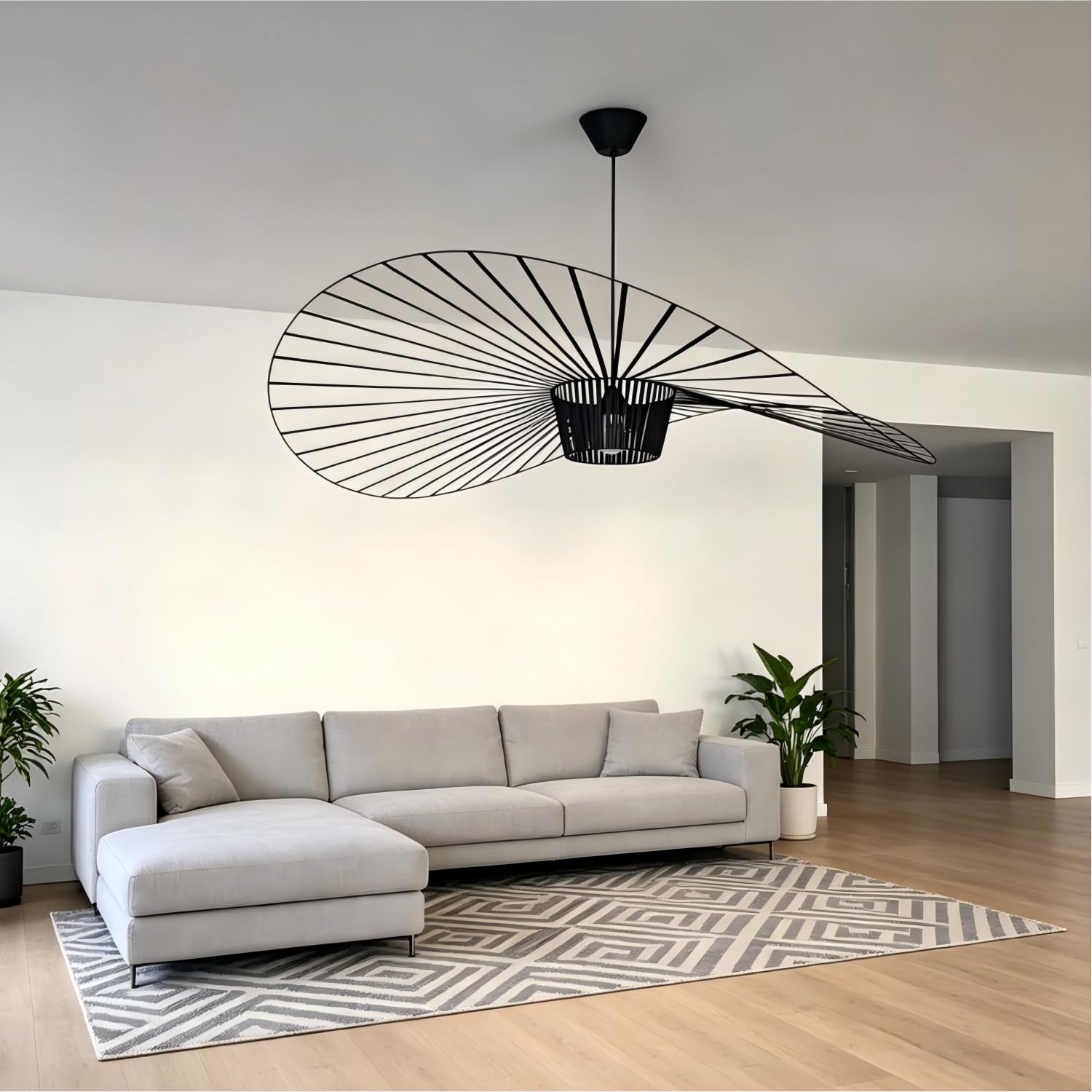Vertigo Hängeleuchte Schwarz 80cm Hut Form Design, Pendelleuchte Höhenverstellbar, Moderne Lampe für Wohnzimmer, Schlafzimmer, Küche & Loft, E27