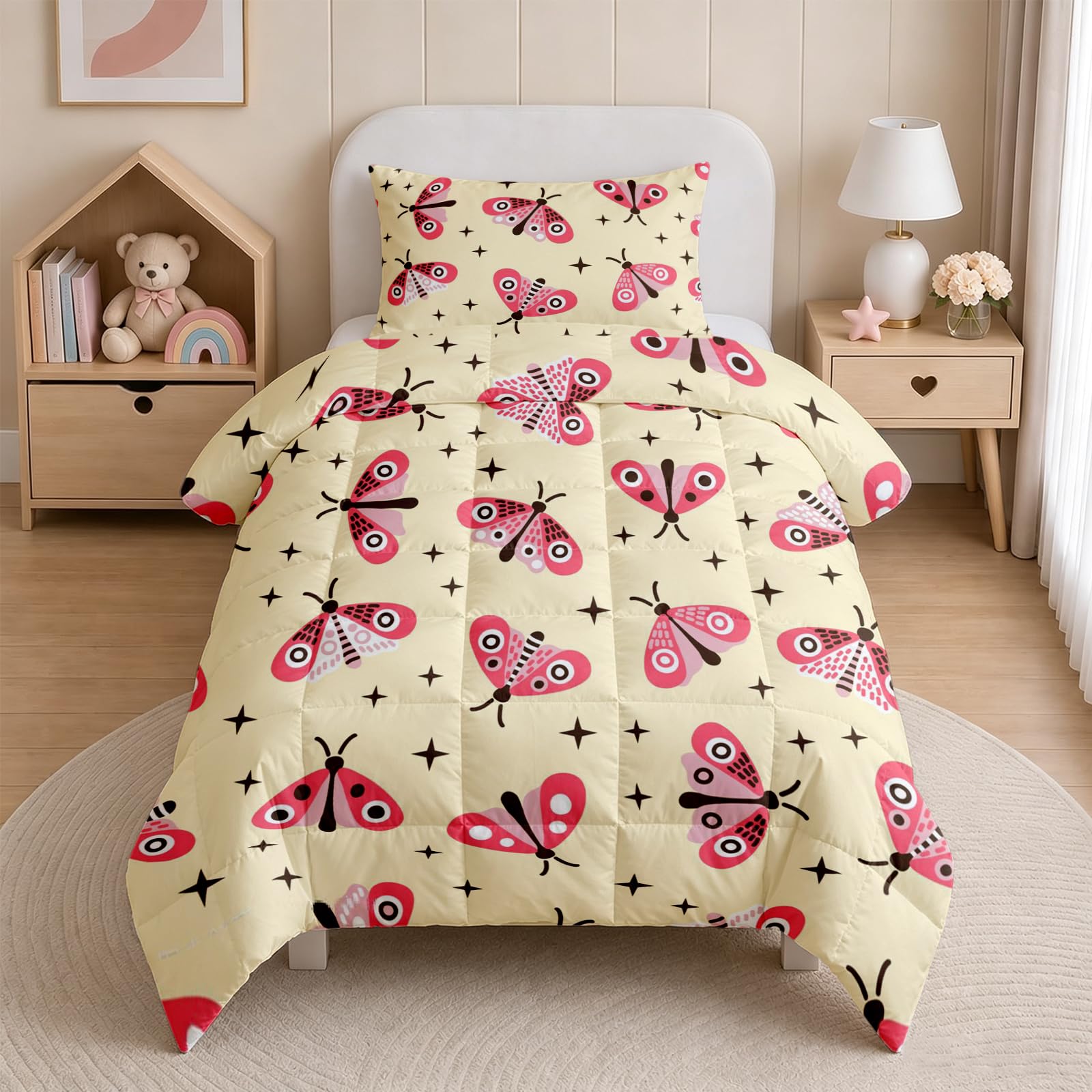 Couette 220x240 Imprimée Réversible Cartoon Papillon Duvet 2 Personnes