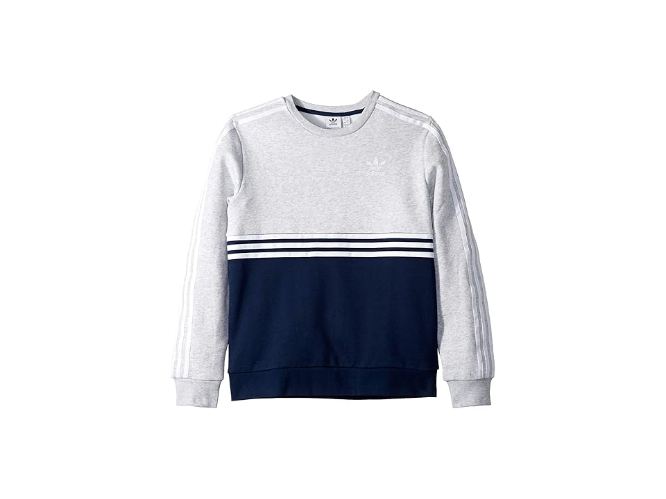

adidas Originals Kids Authentic Crew (Little Kids/Big Kids) (Collegiate Navy/Light Heather Grey) Boy's Short Sleeve Pullover, Gray