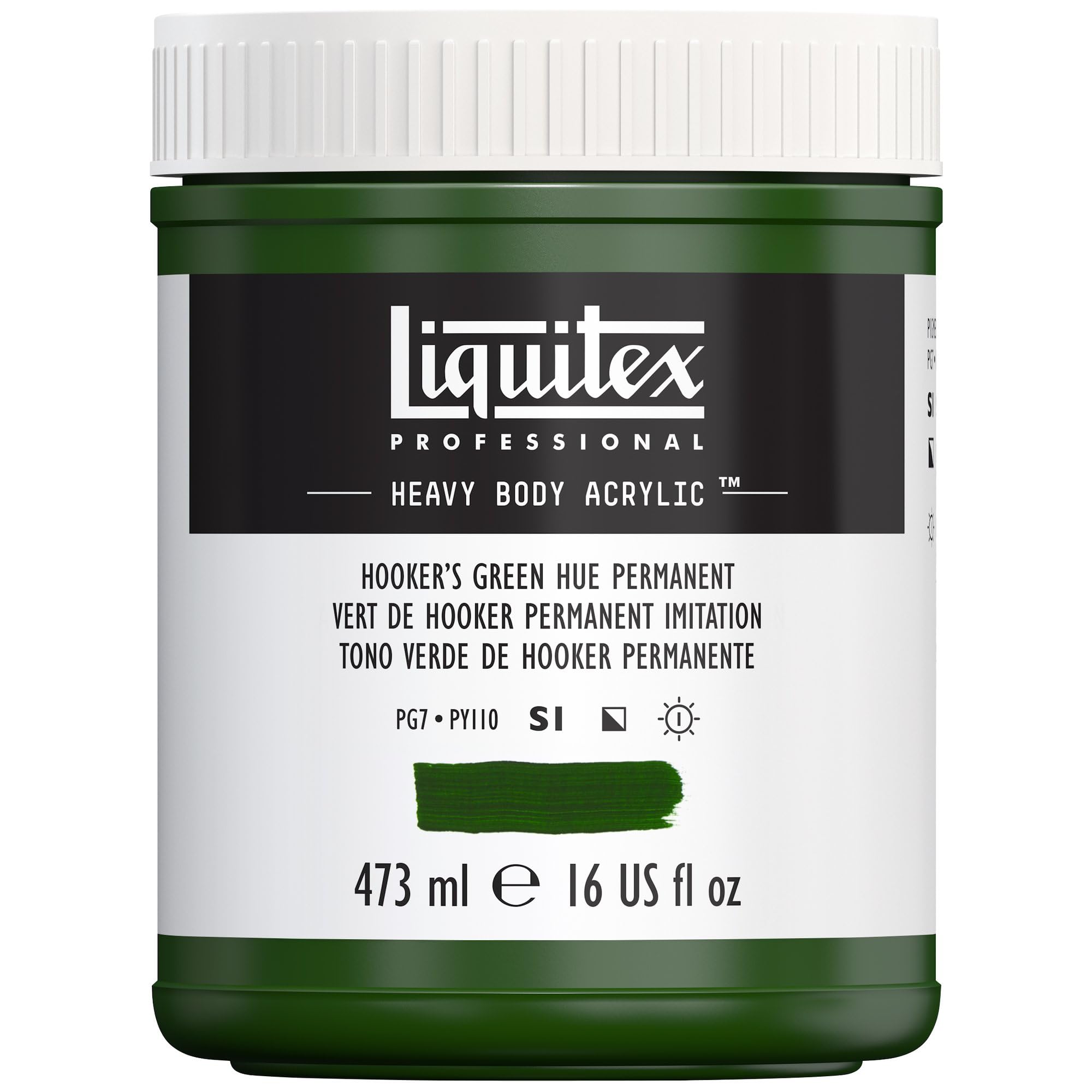 Liquitex 4412224 Professional Heavy Body Acrylfarbe in Künstlerqualität mit ausgezeichneter Lichtechtheit in buttriger Konsistenz, 473ml Topf - Hooker's Grün Farbton