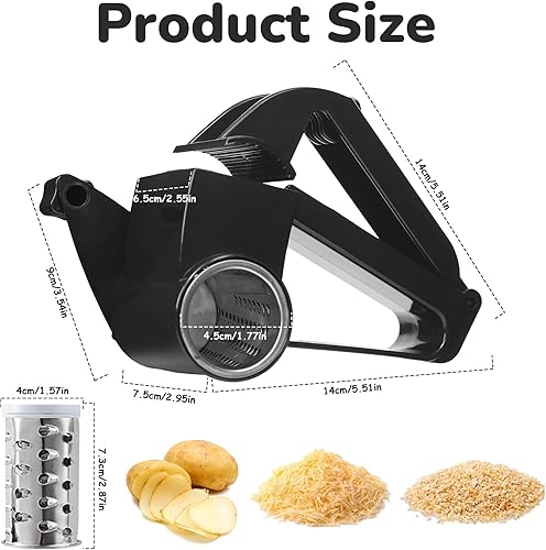 Miniatura 4 de Regalo de chef culinario, queso giratorio de mano, nueces, rallador de verduras, color negro
