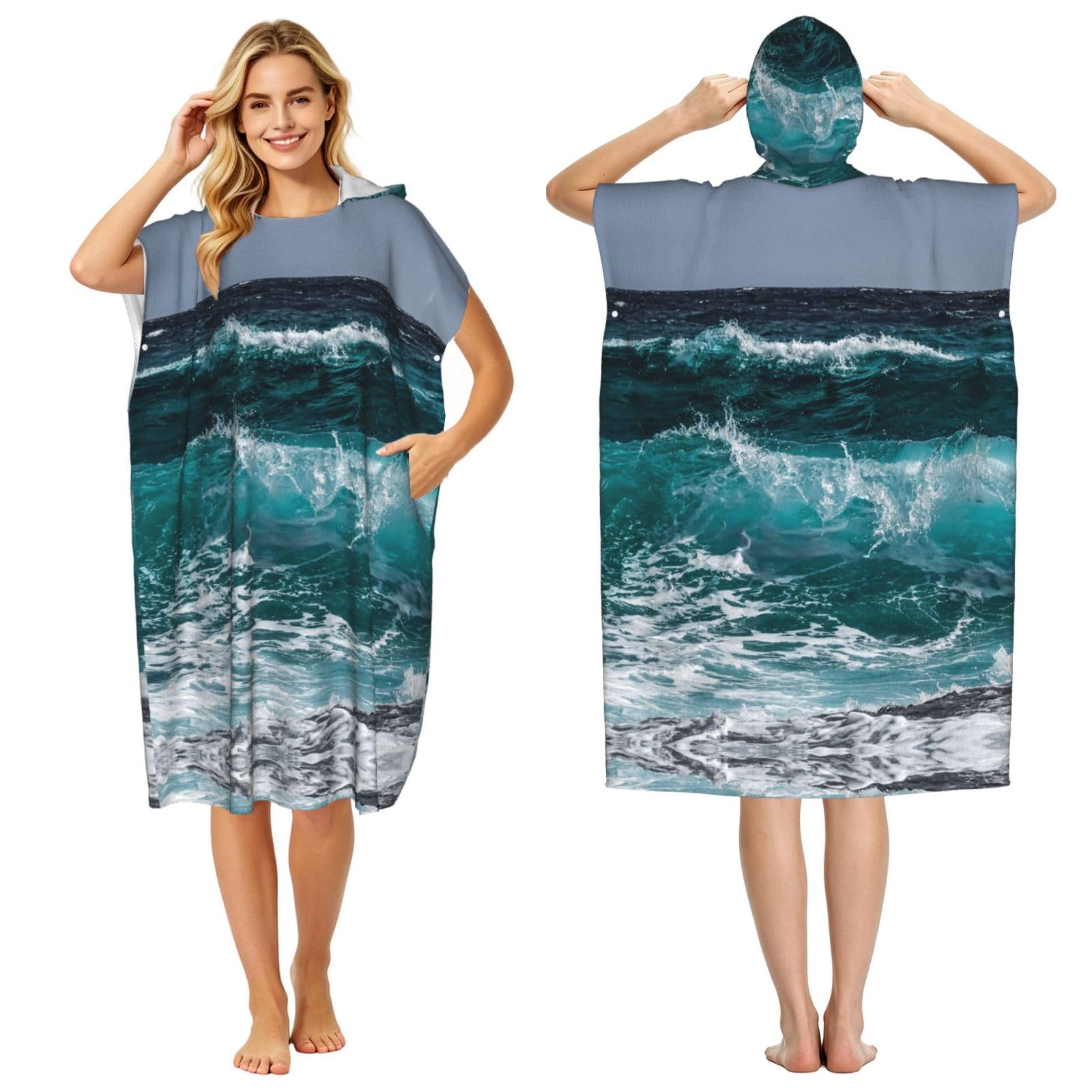 Poncho séchage rapide adulte en tissu éponge léger pour la piscine