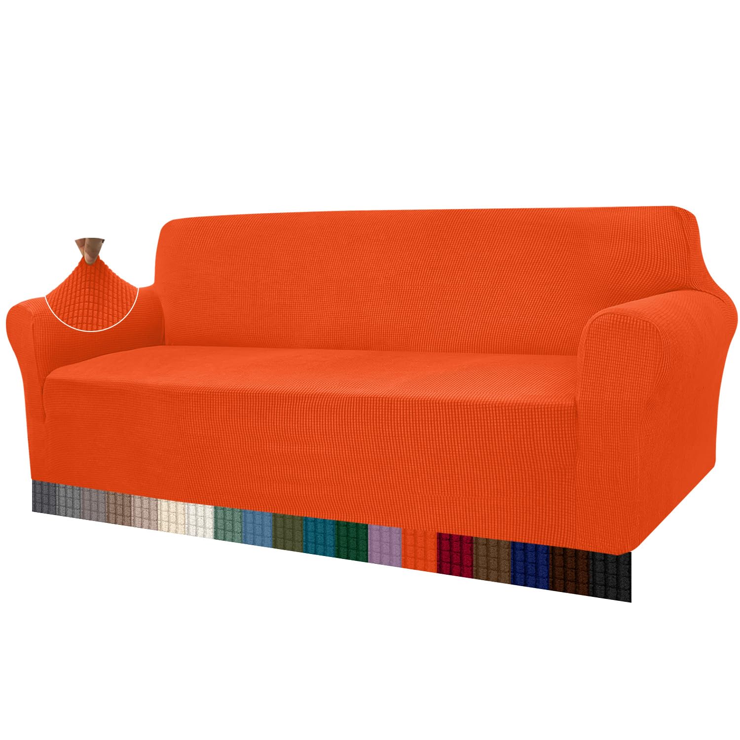 Granbest - Copridivano altamente elasticizzato, moderno, jacquard, per soggiorno, protezione per cani e animali domestici, 4 posti, arancione