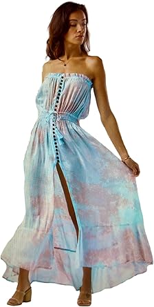 strapless tropical dress