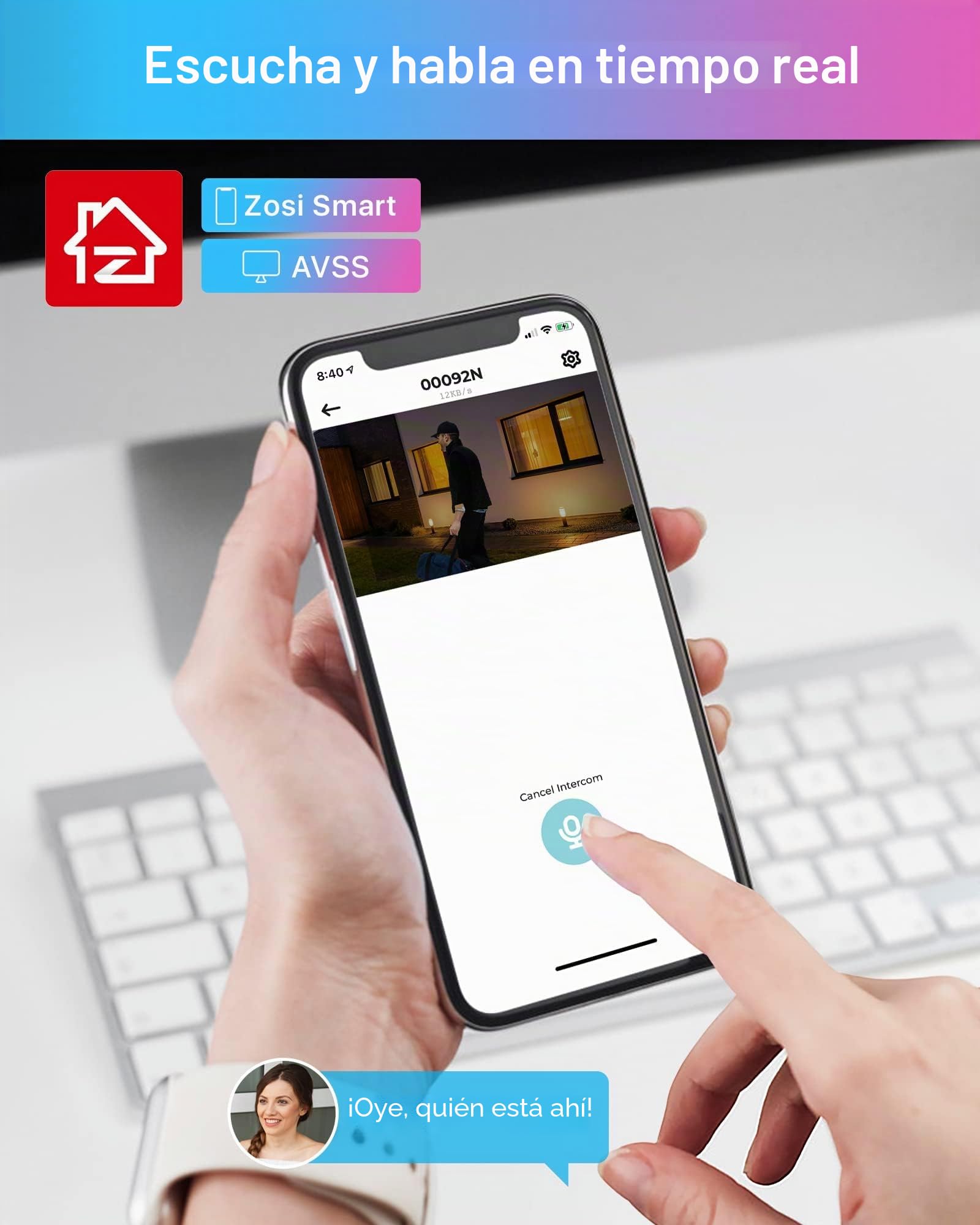 ZOSI 3K 5MP Cámara Adicional PoE IP Seguridad Exterior con Visión Nocturna, Detección de Persona, Funciona con ZOSI Kit de Videovigilancia PoE