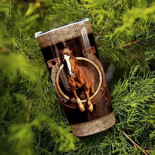 Miniatura 5 de winorax Vaso con diseño de caballos, regalos de caballos para mujeres y hombres, vasos de madera con aislamiento de acero inoxidable de 20 onzas con
