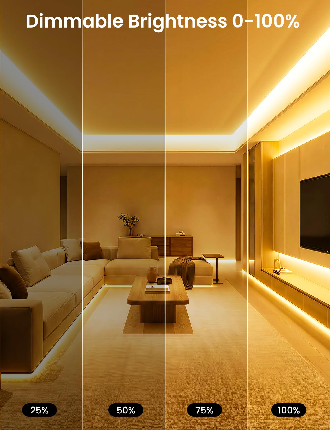 COB - Tira de luces LED inteligente para recámara (16.4 pies)