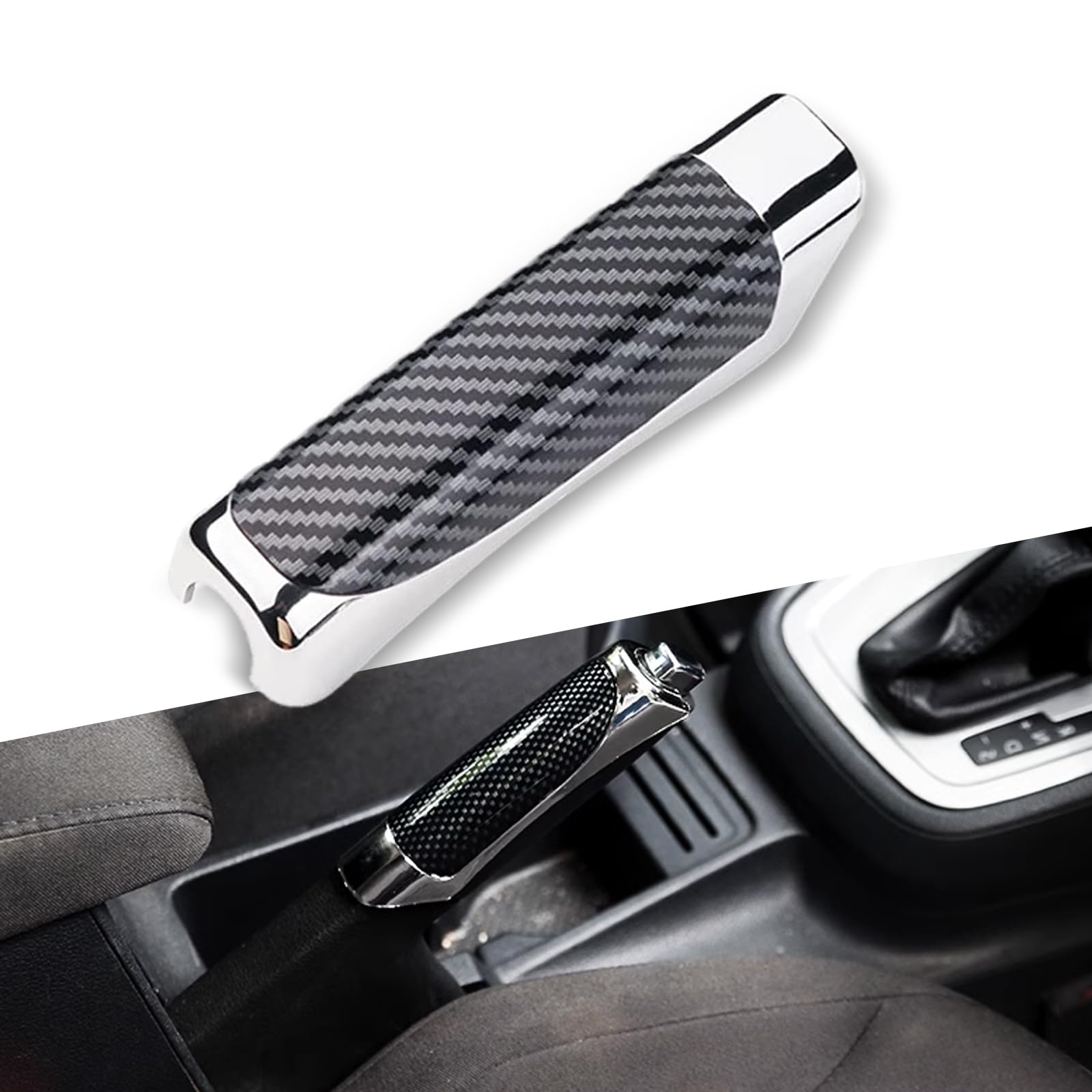 1 PC Car Handbrake Cover, Carbon Fiber Pattern Anti-scratch and Wear-resistant ABS Decorative Protective Case, Comfortable Grip Side Brake Protector, Universal for Most Cars Accessories (Black)