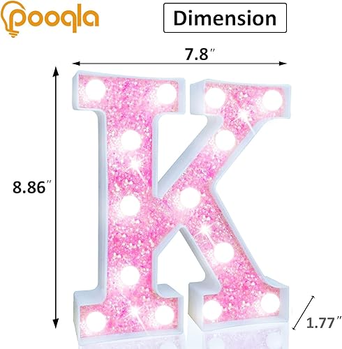 Miniatura 69 de Pooqla - Luz de números con iluminación LED rosa, funciona con pilas, con brillantina, para decoración de fiestas de cumpleaños y hogar Blanco cálido