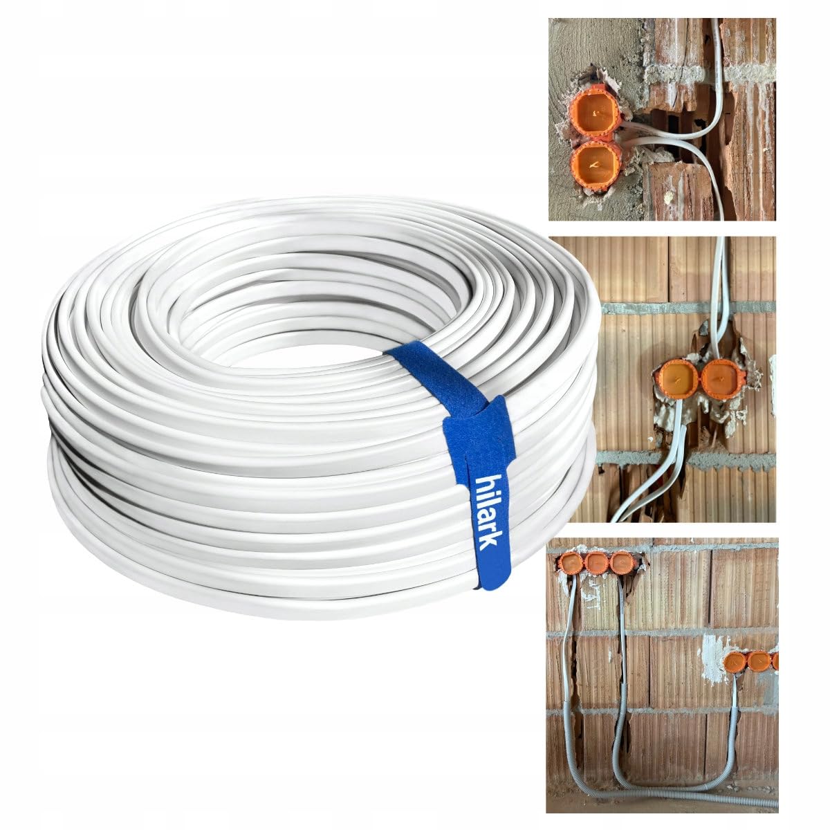 Hilark cable tech YDYp 3x2,5 mm2 cavo piatto 450/750V classe 1 cavo 100% rame conduttori rotondi - 25m