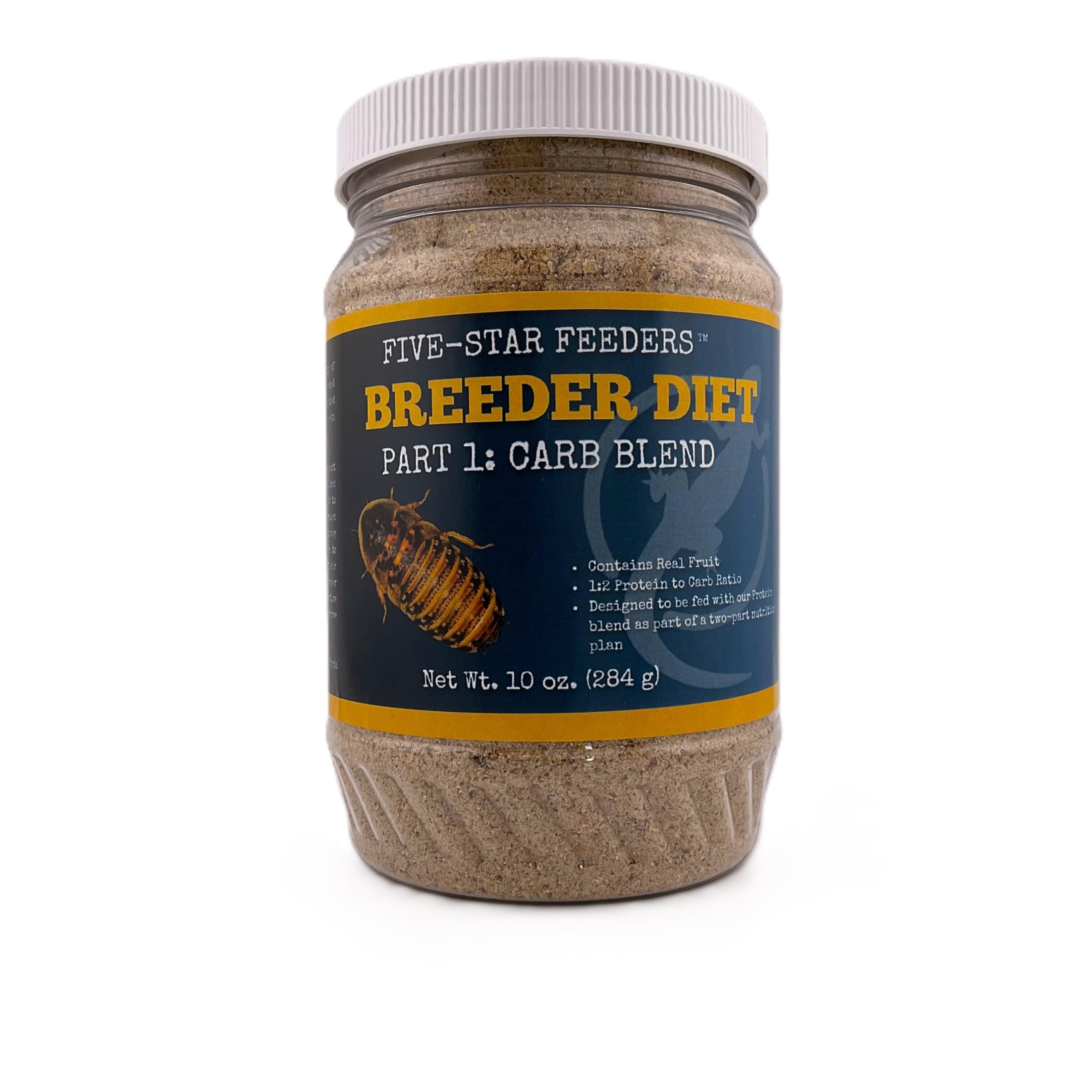 Roach Breeder Diet – Part 1: Carb Blend – Breeder-Optimized Formula for Dubia Roaches and Feeder Insects – 10 oz Plastic Jar