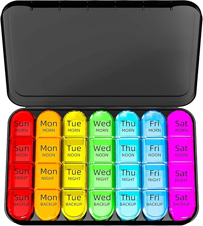 Doruimi Weekly Pill Box Organiser, Small Pill Box 7 Day 4 Times A Day
