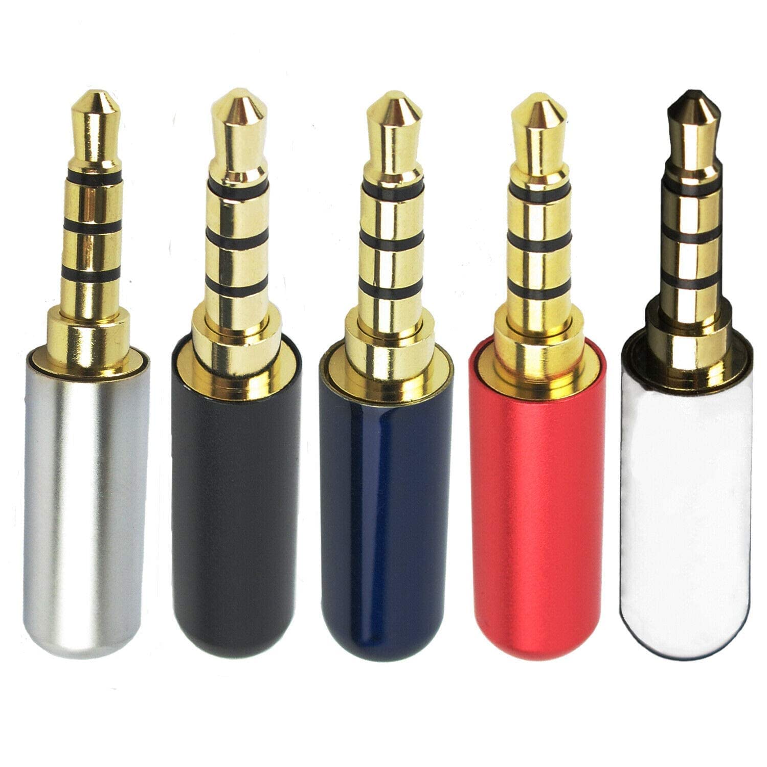 QBM 3.5mm 3-Pole TRRS Metal Earphone Soldering Jack Audio Male Plug Stereo (5 Pcs) DIY Plug Earphone AUX Pin (5 Pack-Metal-CLRD) (B0D945DY92) Amazon Price History, Amazon Price Tracker