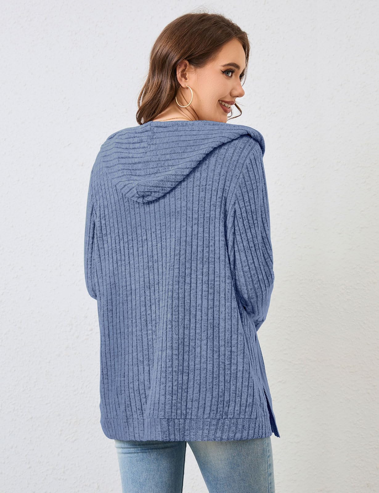 Flikity Sweat à capuche zippé pour femme - Veste à capuche basique - Pour l'été et l'automne