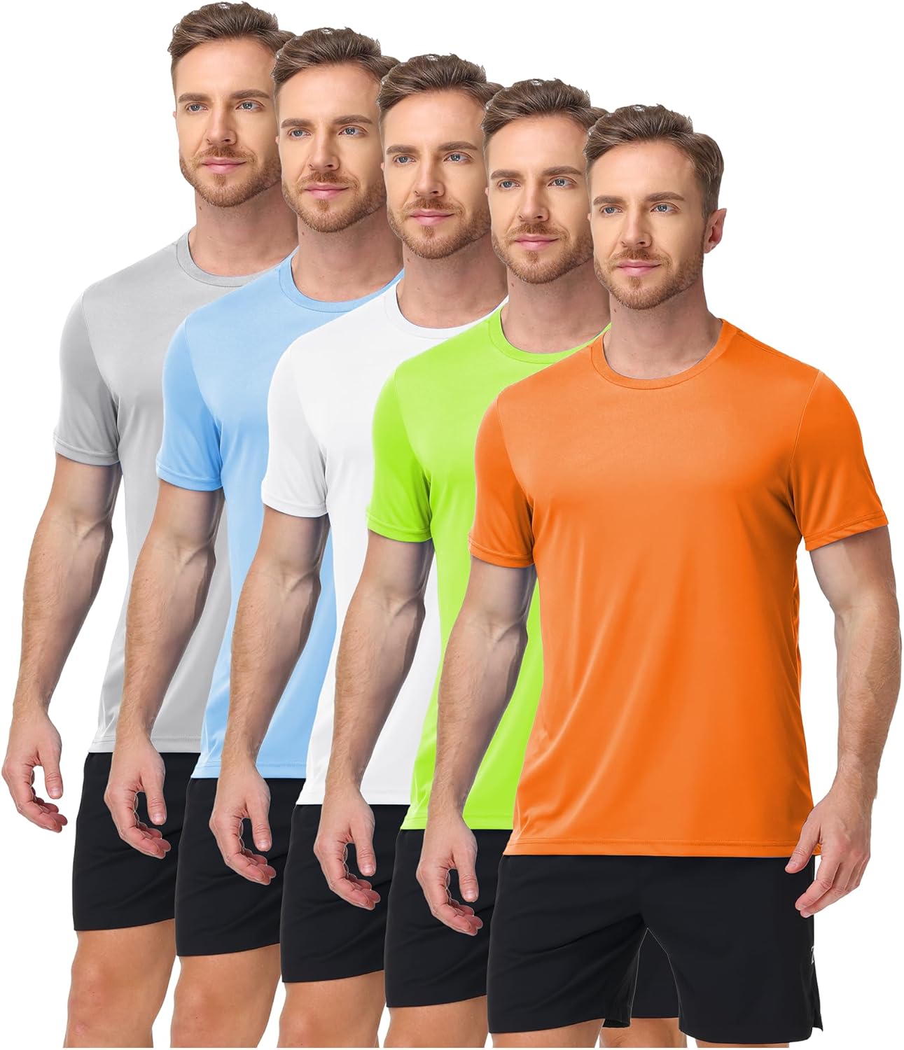 5 Pack T Shirts for Men Swim Shirt UPF 50+ UV Sun Protection Shirts Fast Dry Rash Guard Workout Running