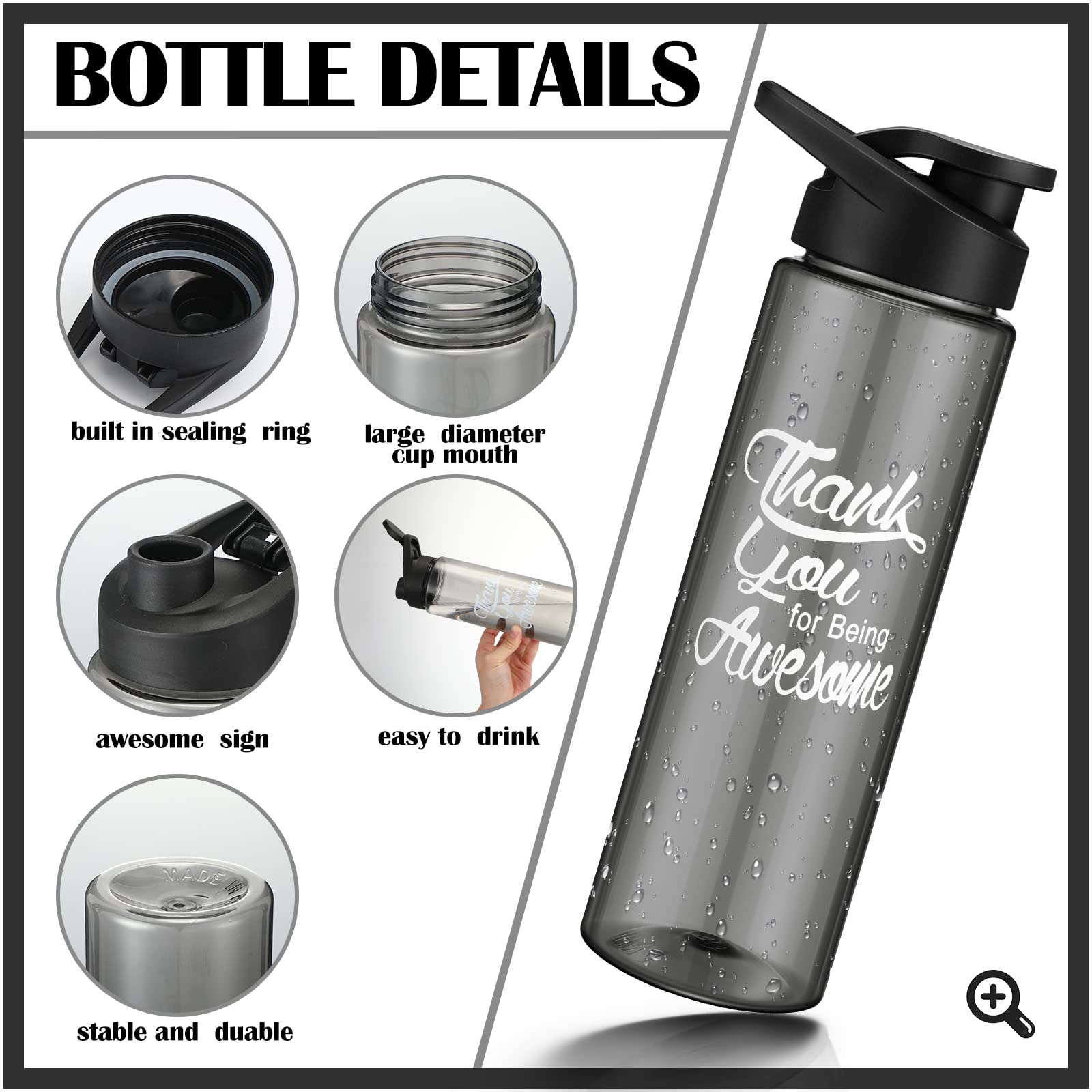 Didaey 20 Stück Kunststoff-Wasserflaschen, 680 ml, motivierende Trinkflasche, Outdoor-Sportflasche, Dankeschön-Geschenke, BPA, schadstofffrei, perfekt für Camping, Fitnessstudio und Büro (mehrfarbig)