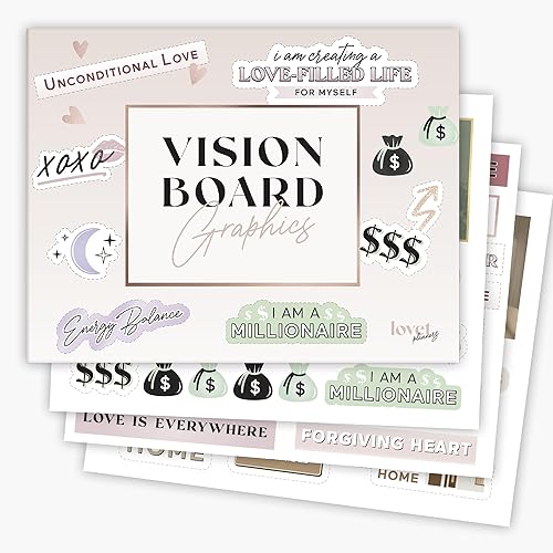 Lovet Planners Vision Board - Libro gráfico para manifiesta tus sueños con impresionantes imágenes, imágenes prediseñadas y gráficos para tu libro