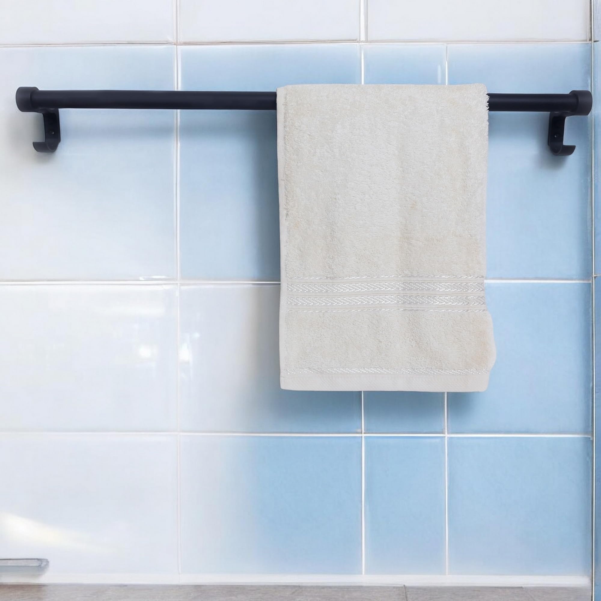 Stainless Steel Towel Rod | Towel Bar for Bathroom – Wall Mounted, Rust-Resistant Towel Bar for Bath & Kitchen – Space Saving Modern Towel Holder (24 Inch - Black Finish, Pack of 1) — Amazon image 2