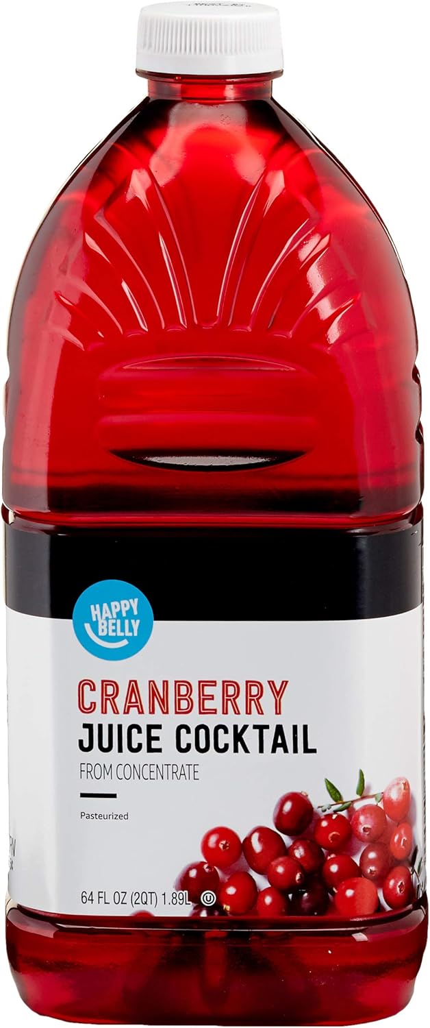 Amazon Brand – Happy Belly Juice Cocktail, Cranberry, Plastic Bottle, 64 fl oz (Pack of 1)