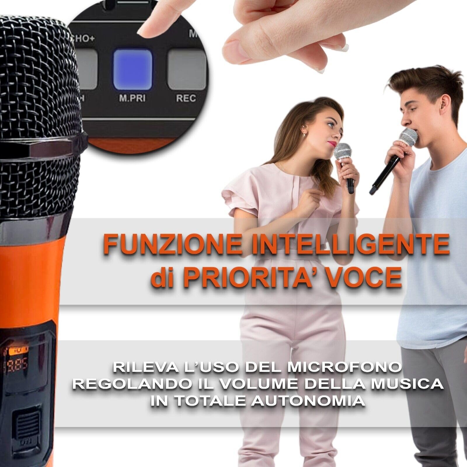 MAKA Cassa Bluetooth Potente con Microfono, Cassa Bluetooth Portatile con Batteria 3000 mAh, USB | AUX | MICRO-SD, Altoparlante Woofer da 8" (20 cm) Grande 180W con Telecomando