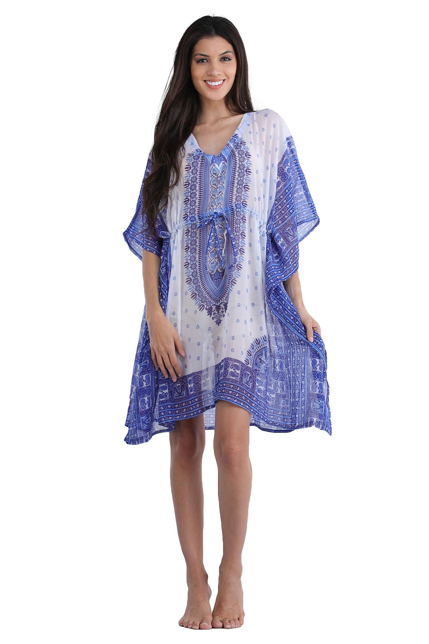 MEVEChiffon Kaftan/Cover up for Women (one Size fits All) Blue