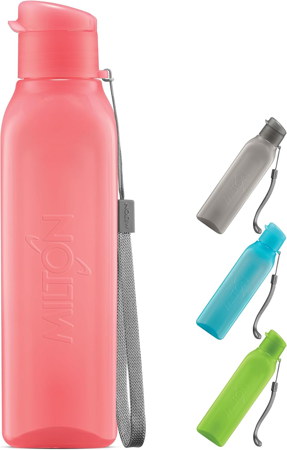 MILTON Travel Water Bottle – 1Pcs Reusable Sports Bottle with Easy Open Close Lid and Leakproof Neck – Food Grade Plastic Water Bottles for Adults and Kids, School, Gym