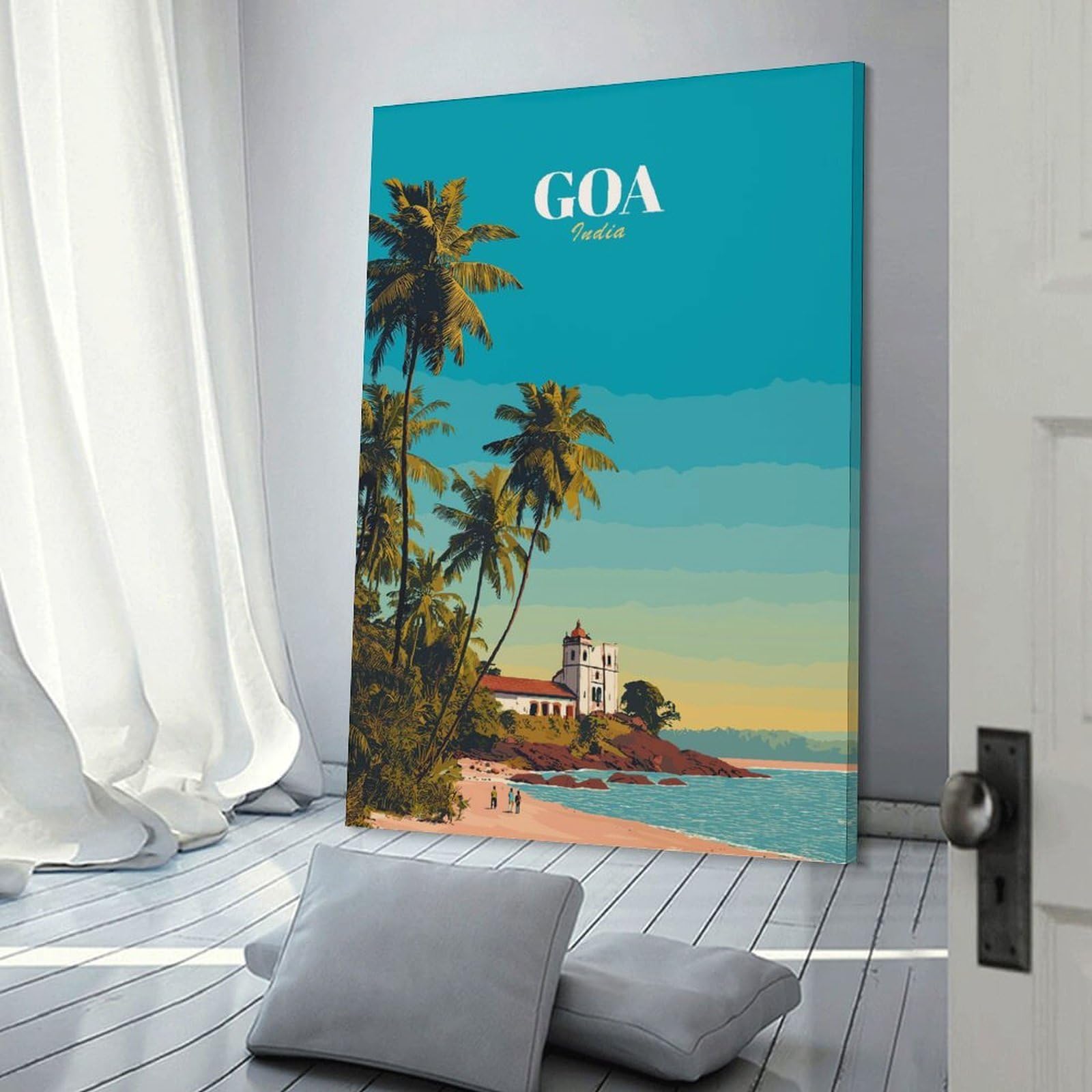 Junmoney Goa, India Travel Canvas Wall Picture, 24x36inch(60x90cm), for Front Hall, Corridor Or Welcome Spaces, Wall Decor to Refresh Empty Corners
