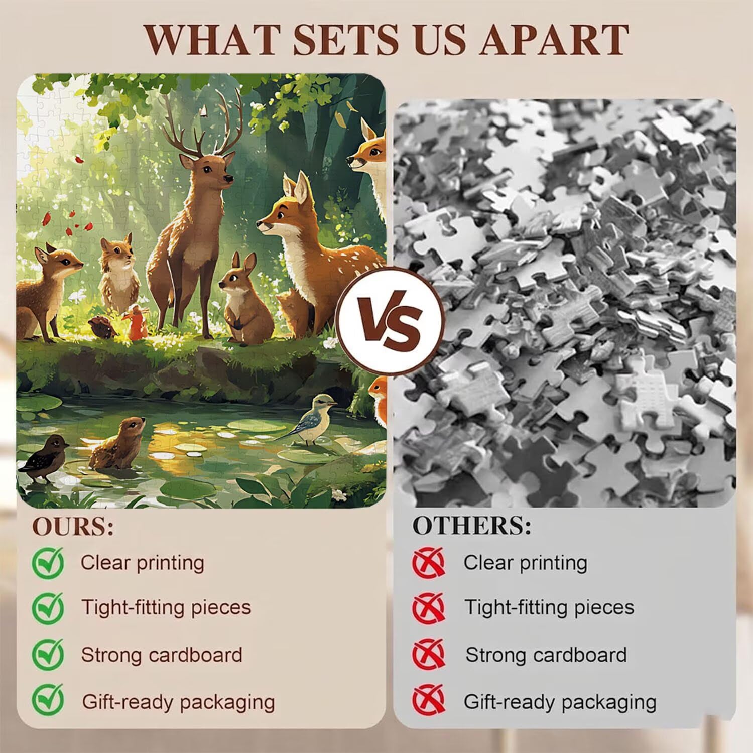 Puzzle 4000 Pezzi Classici, Puzzle foresta cervo 141 x 87 cm, Gioco Educativo e Antistress in Legno con Poster Incluso, Ttività DIY per Famiglia, Regalo per Appassionati, Decor Parete Casa, f0-856