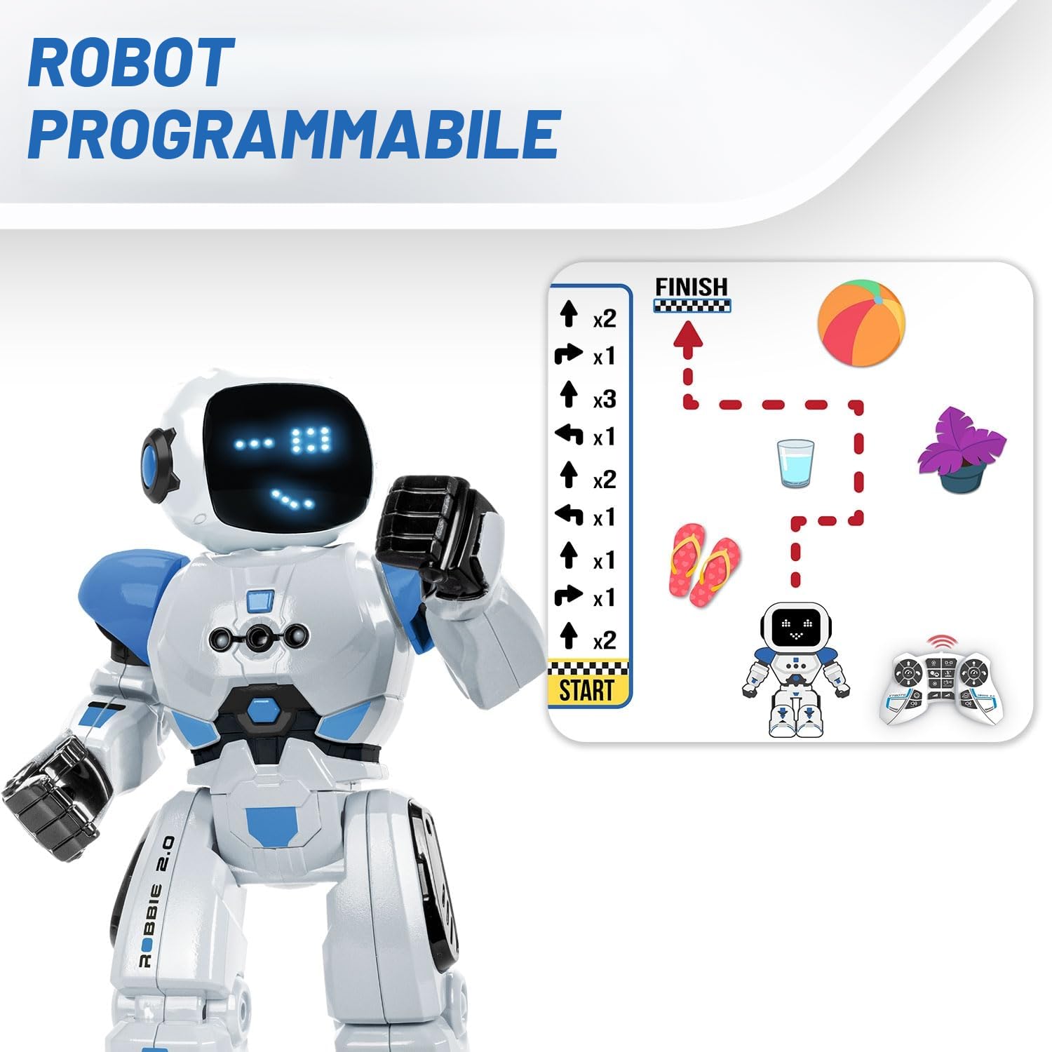 Xtrem Bots - Robbie, Robot Telecomandato, Giochi Educativi Interattivo Programmabile, Giocattolo per Bambini 5 Anni O Più