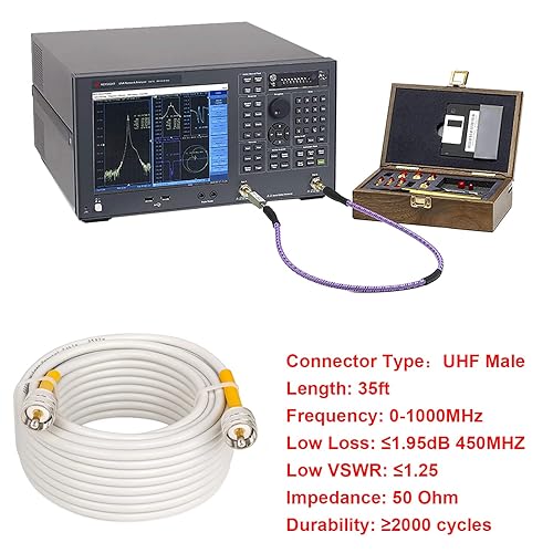 Miniatura 6 de Cable de antena CB, Cable coaxial RG8x de 35 pies, Cable de antena marina blanca de PVC, Cable coaxial CB UHF PL259 macho a macho de 50 ohmios para