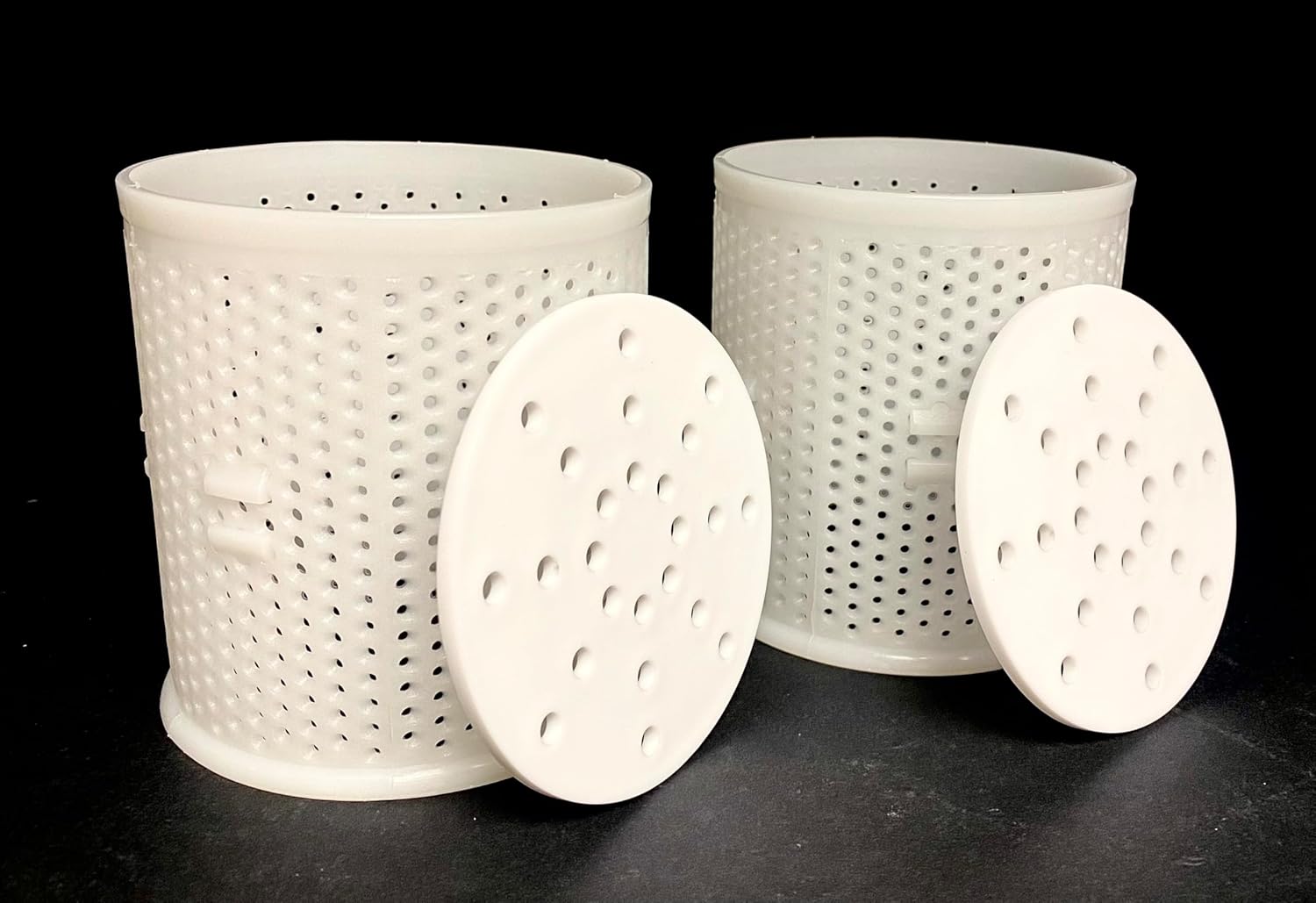 Camembert & Blue Cheese Molds Set of 2 with Followers - Perforated Italian Hoop Style for Perfect Home Cheese Making