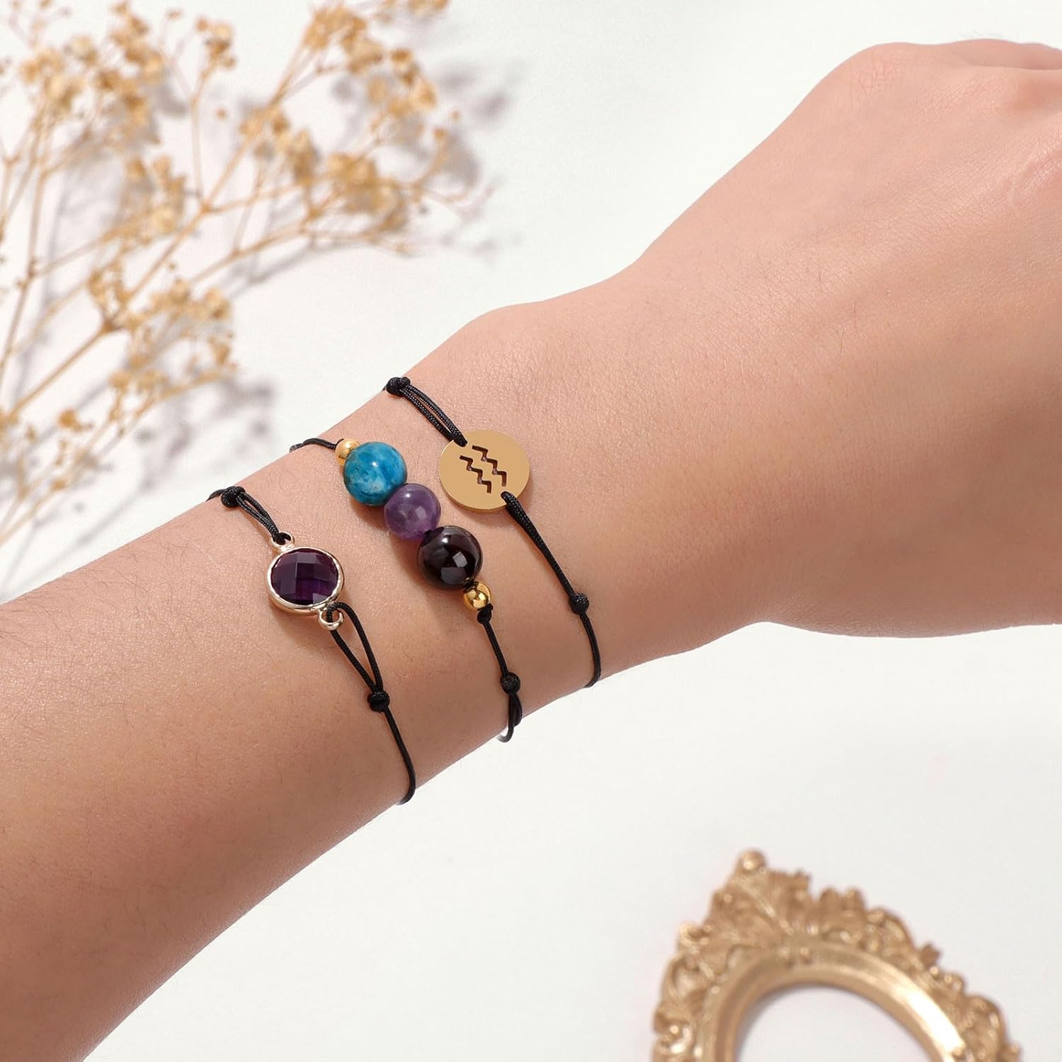 Zodiac Birthstone Bracelet for Women 8mm Natural Stone Bracelet Healing Crystals Jewelry Birthday Gift - Image 2